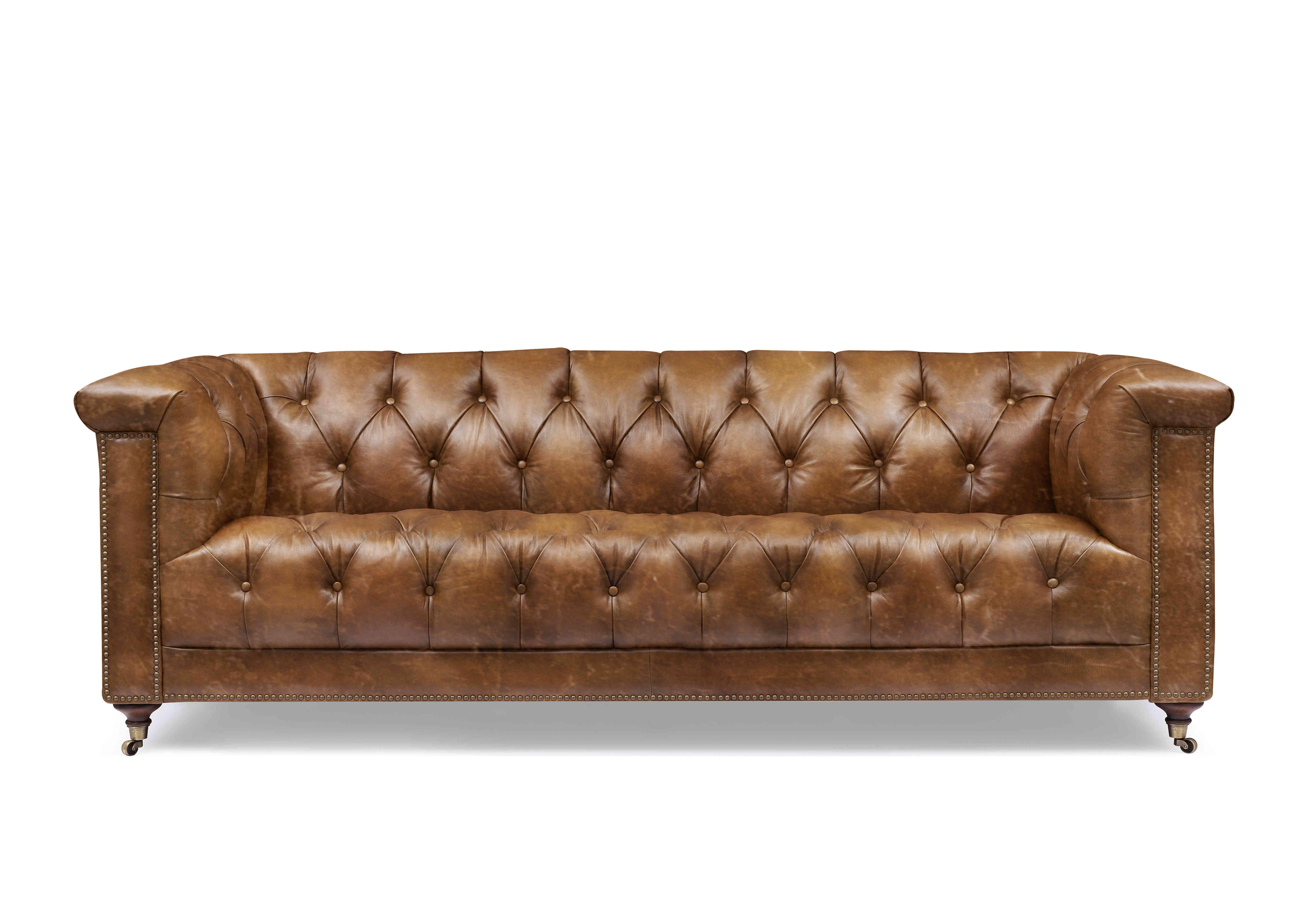 Wallace 4 Seater Leather Chesterfield Sofa in X3y1-1981ls Saddle on Furniture Village