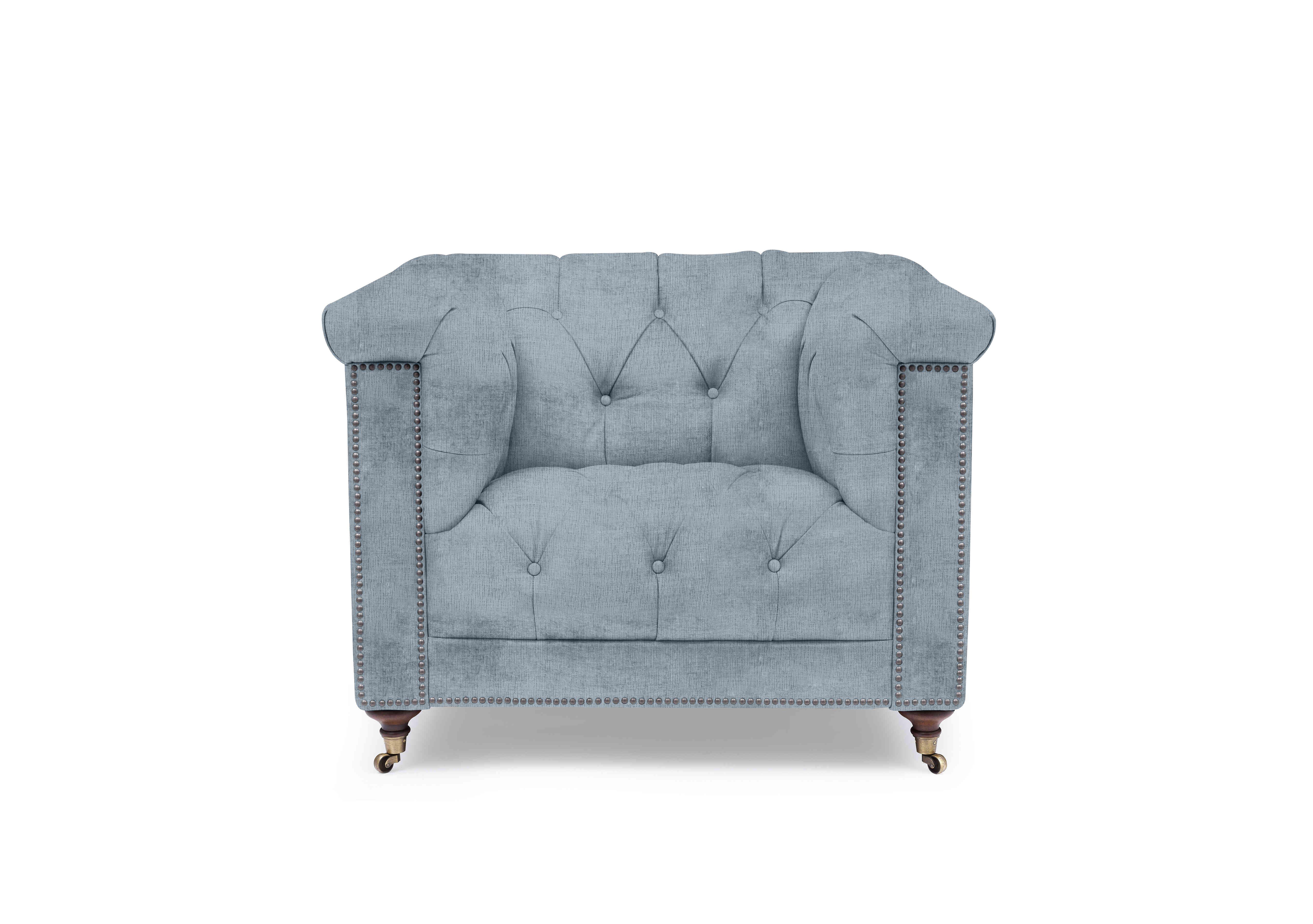 Wallace Fabric Chesterfield Chair in X1-A609 Boathouse Blue on Furniture Village