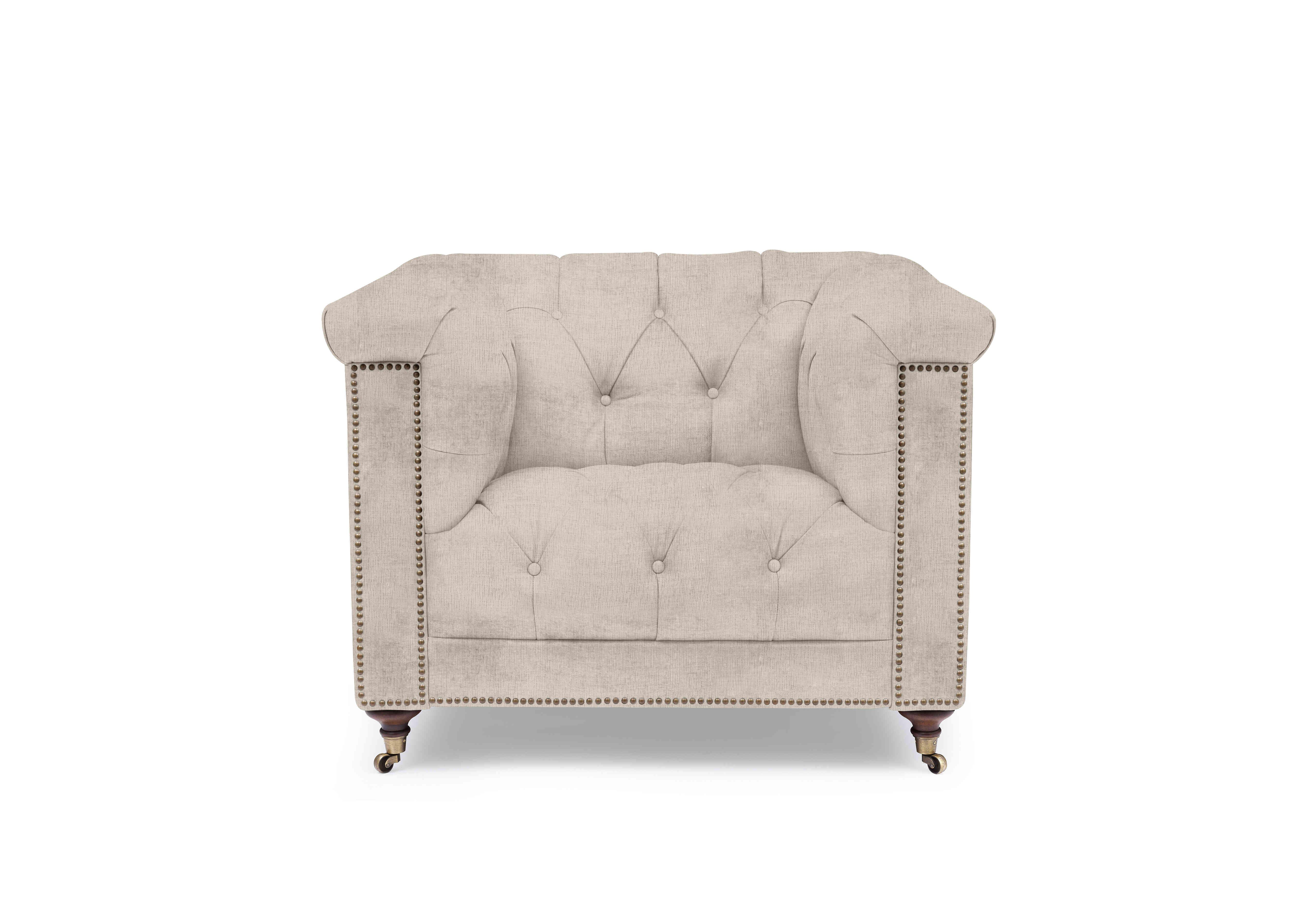 Wallace Fabric Chesterfield Chair in X3-A603 Stone Hearth on Furniture Village