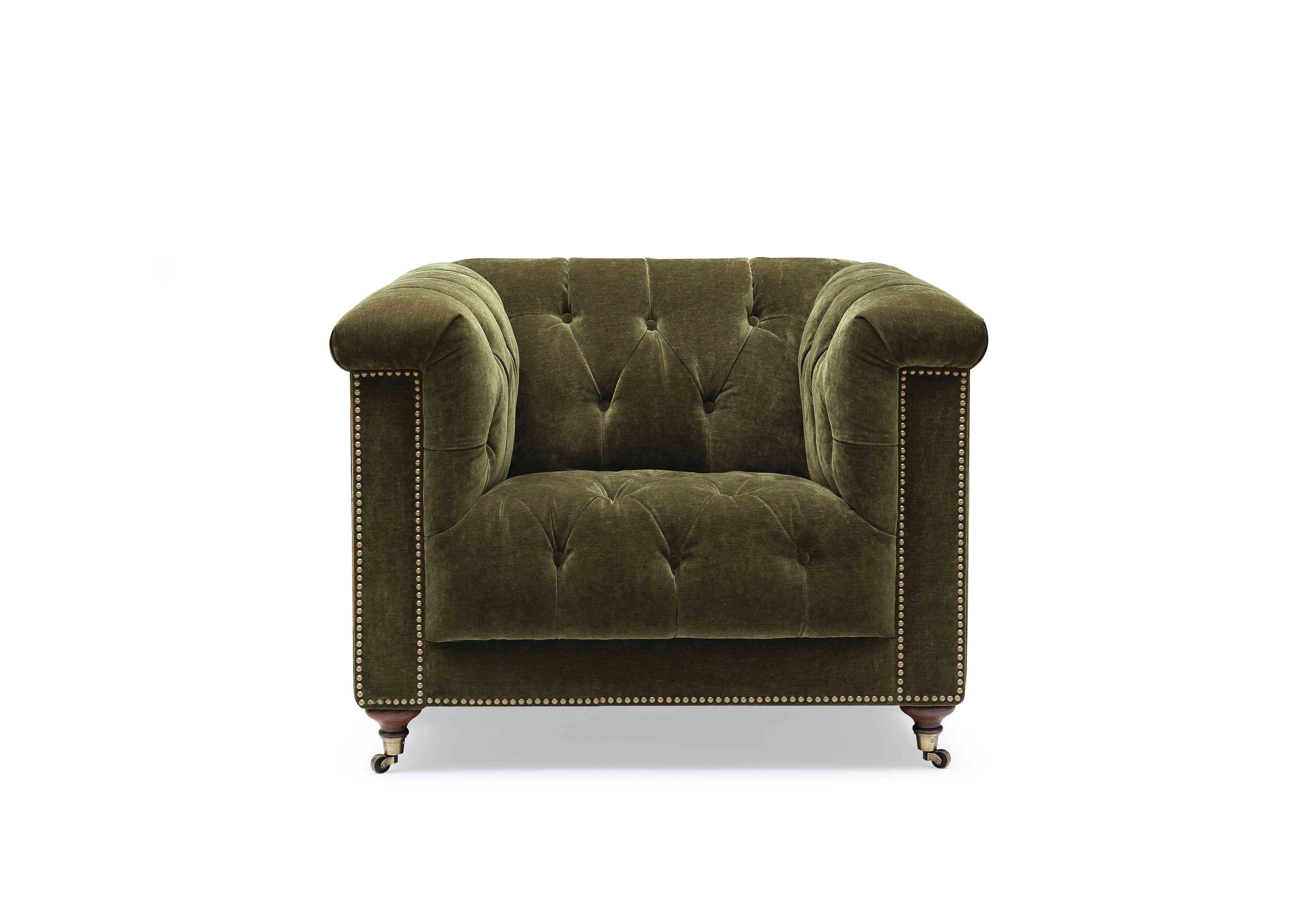 Wallace Fabric Chesterfield Chair in X3y1-W018 Pine on Furniture Village