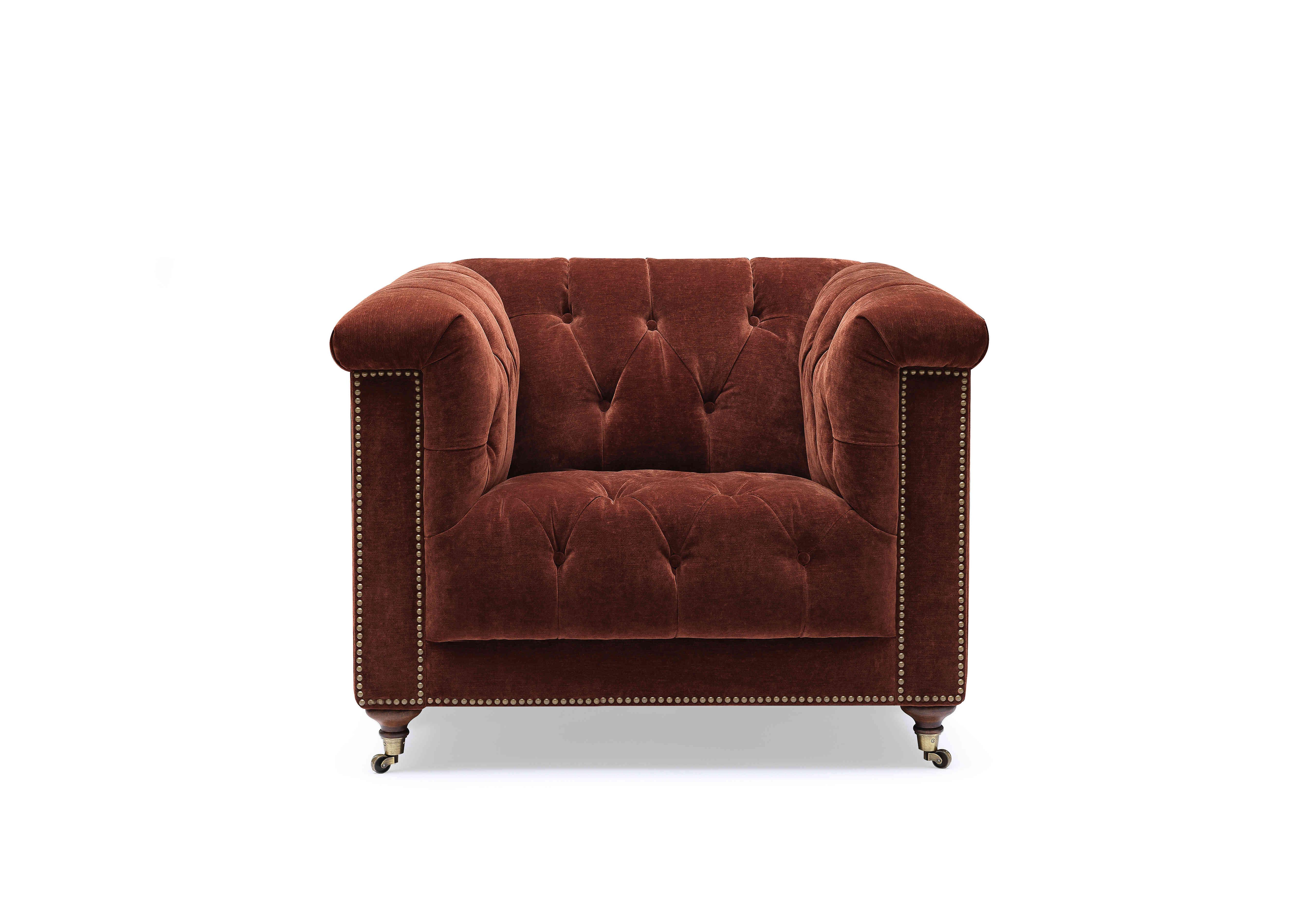 Wallace Fabric Chesterfield Chair in X3y1-W019 Tawny on Furniture Village