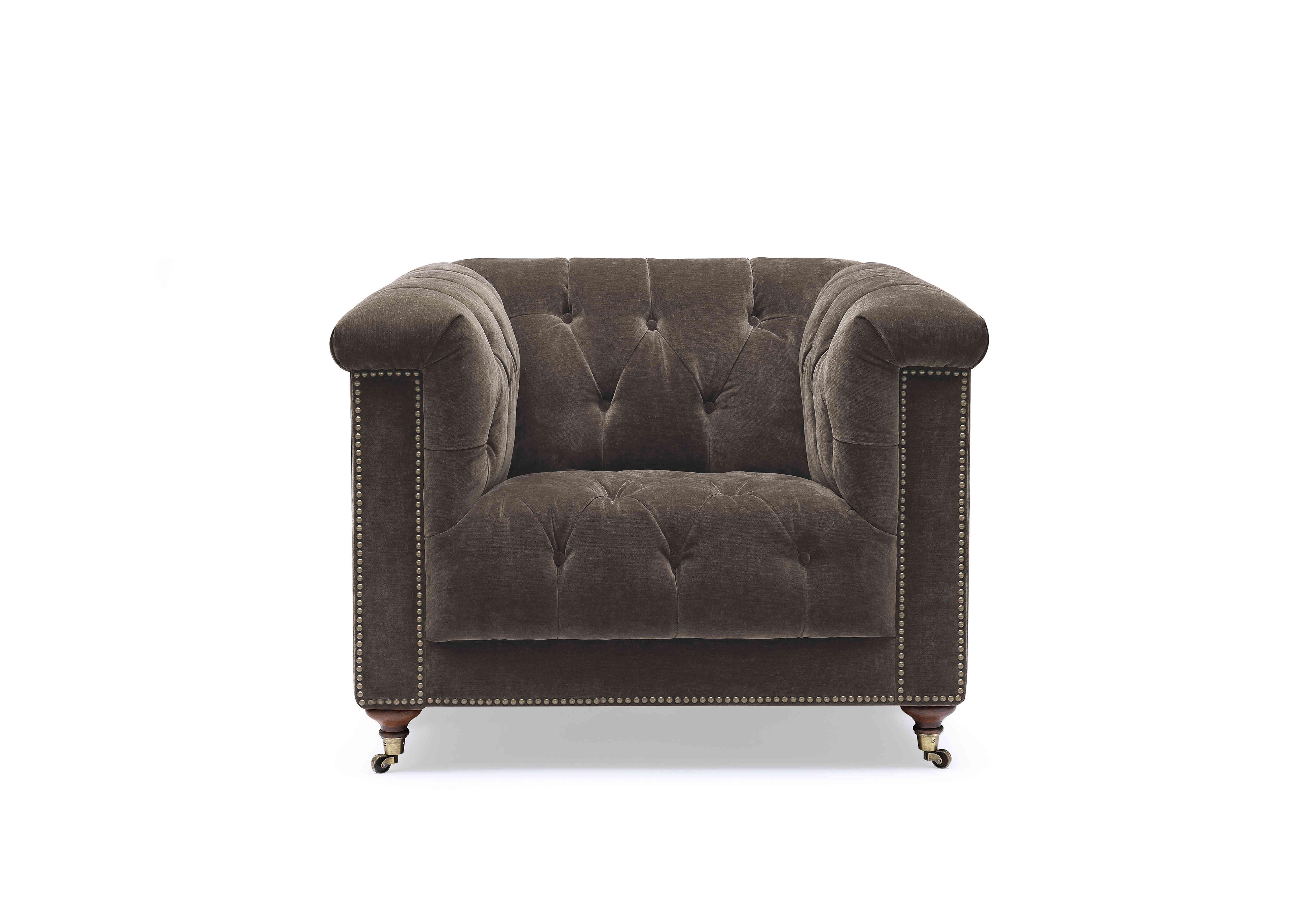 Wallace Fabric Chesterfield Chair in X3y1-W020 Brindle on Furniture Village