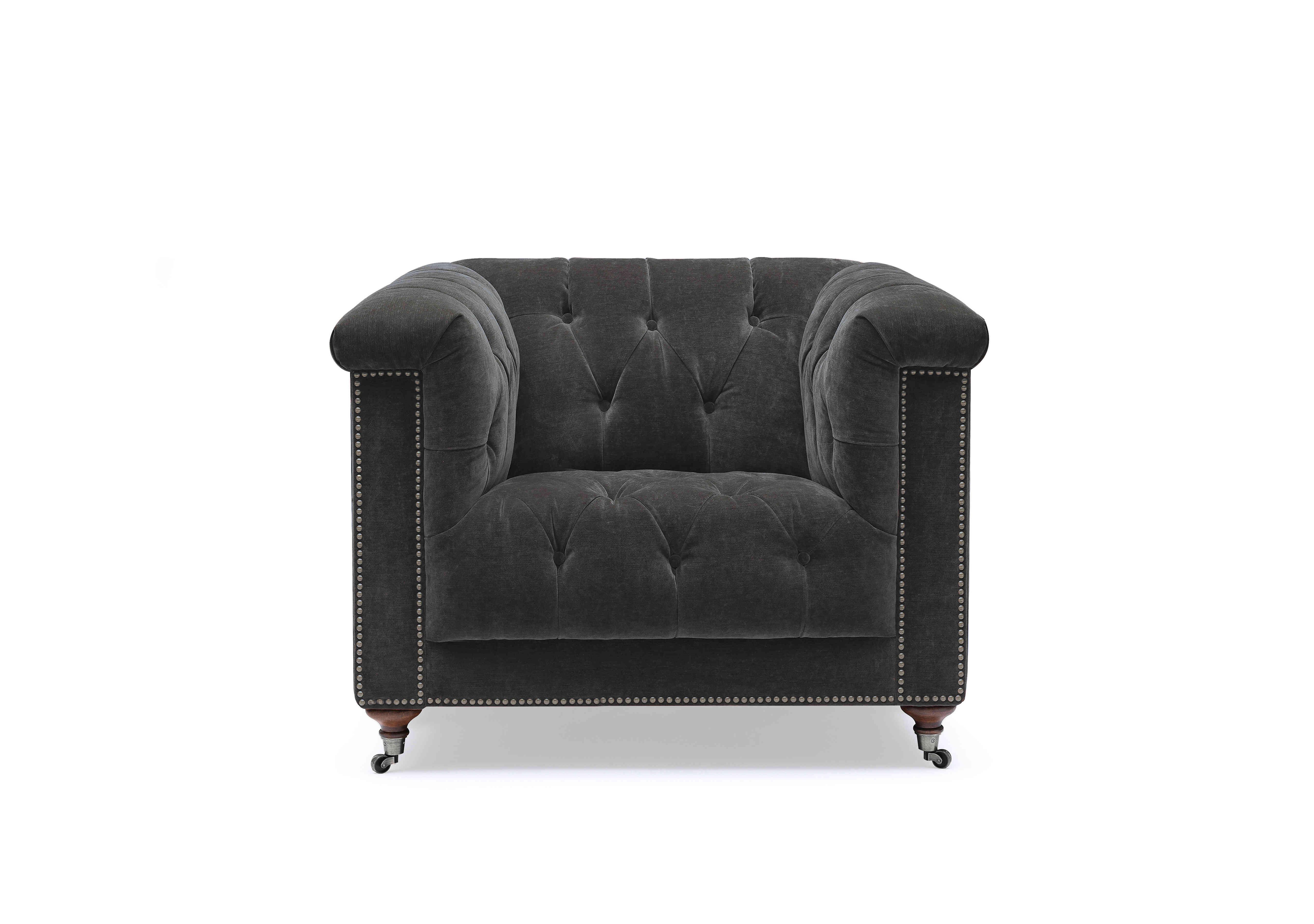 Wallace Fabric Chesterfield Chair in X3y2-W021 Moonstone on Furniture Village