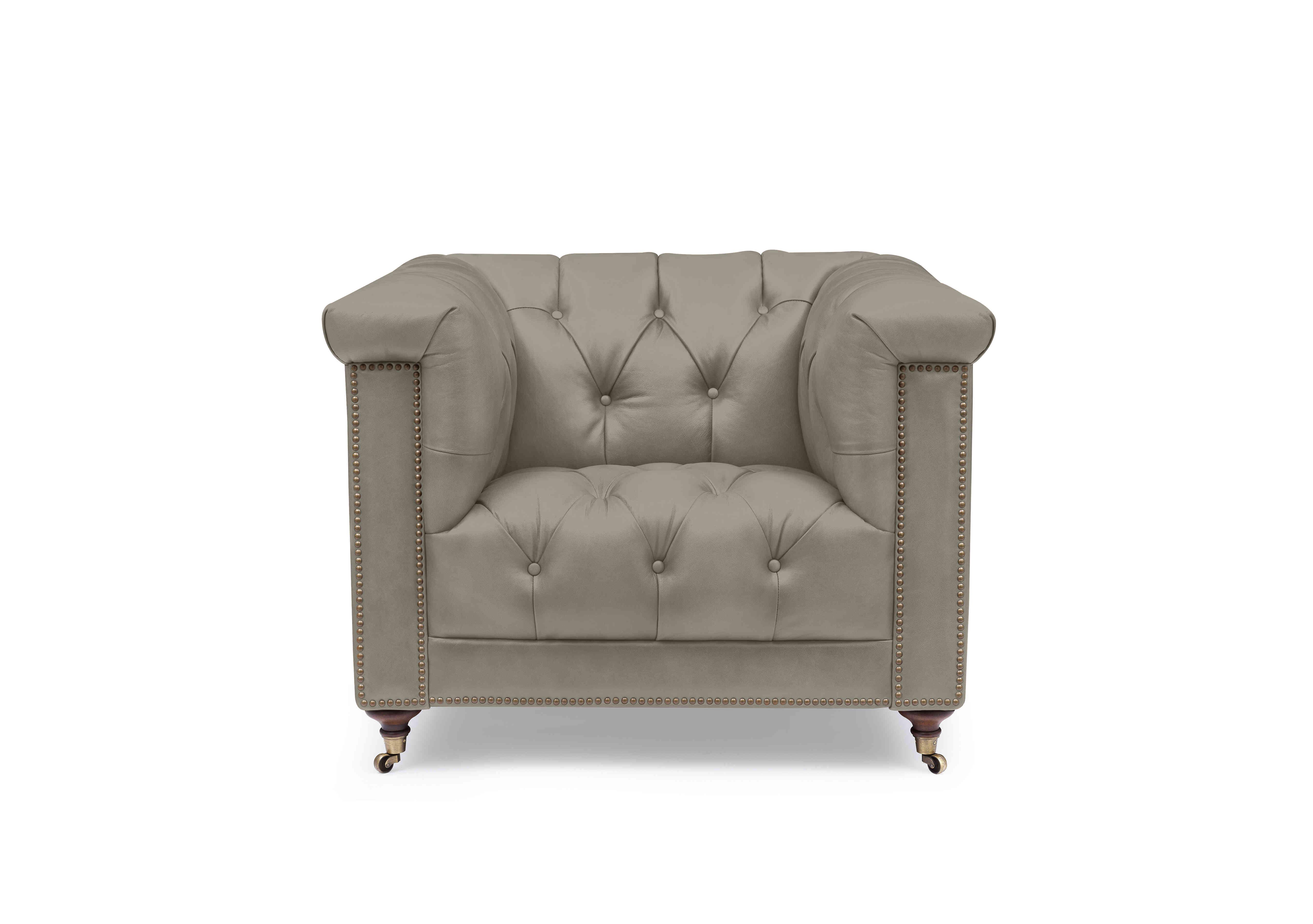 Wallace Leather Chesterfield Chair in X3-2083ls Urbane Gry on Furniture Village