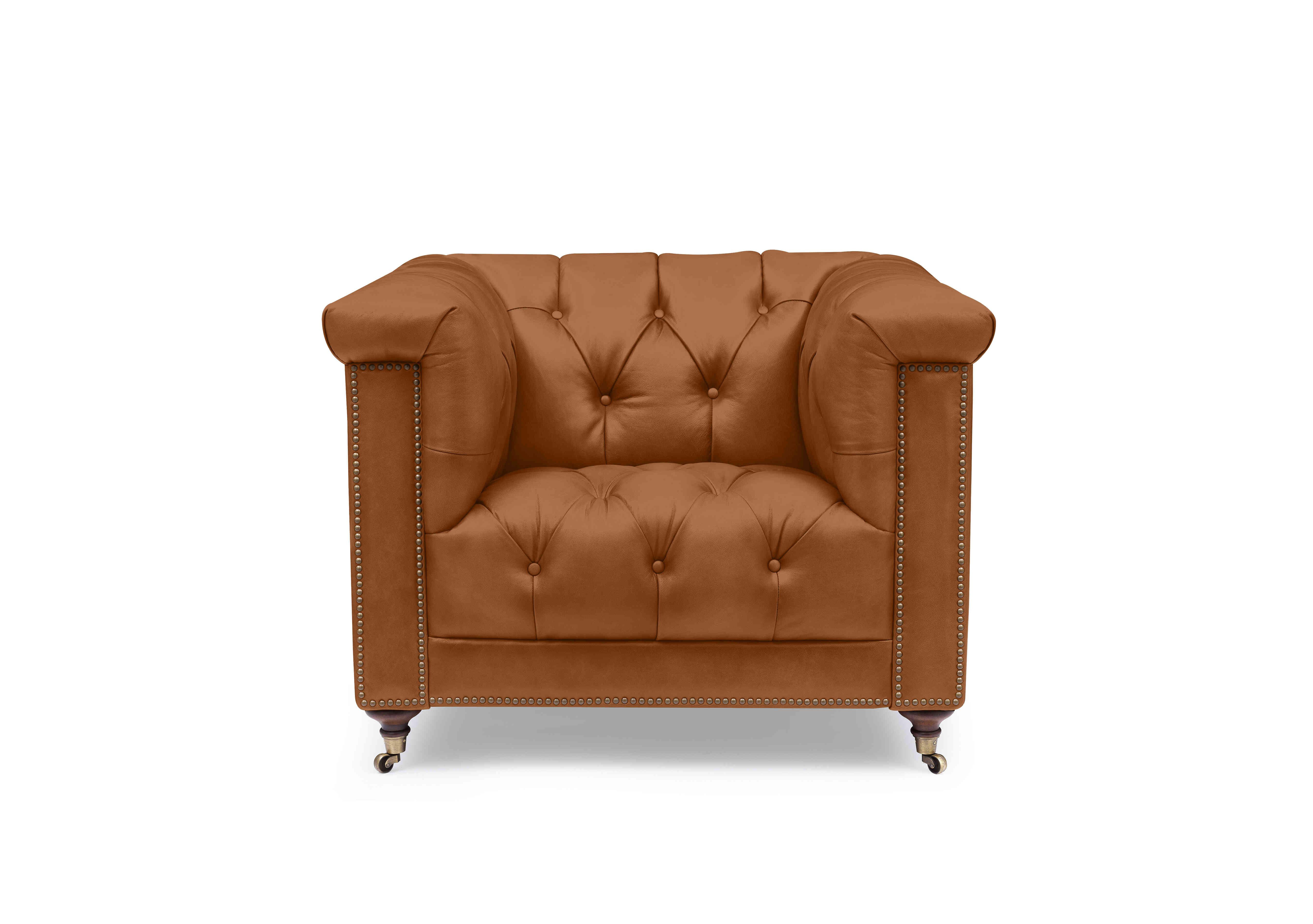 Wallace Leather Chesterfield Chair in X3-2565ls Windsor Tan on Furniture Village