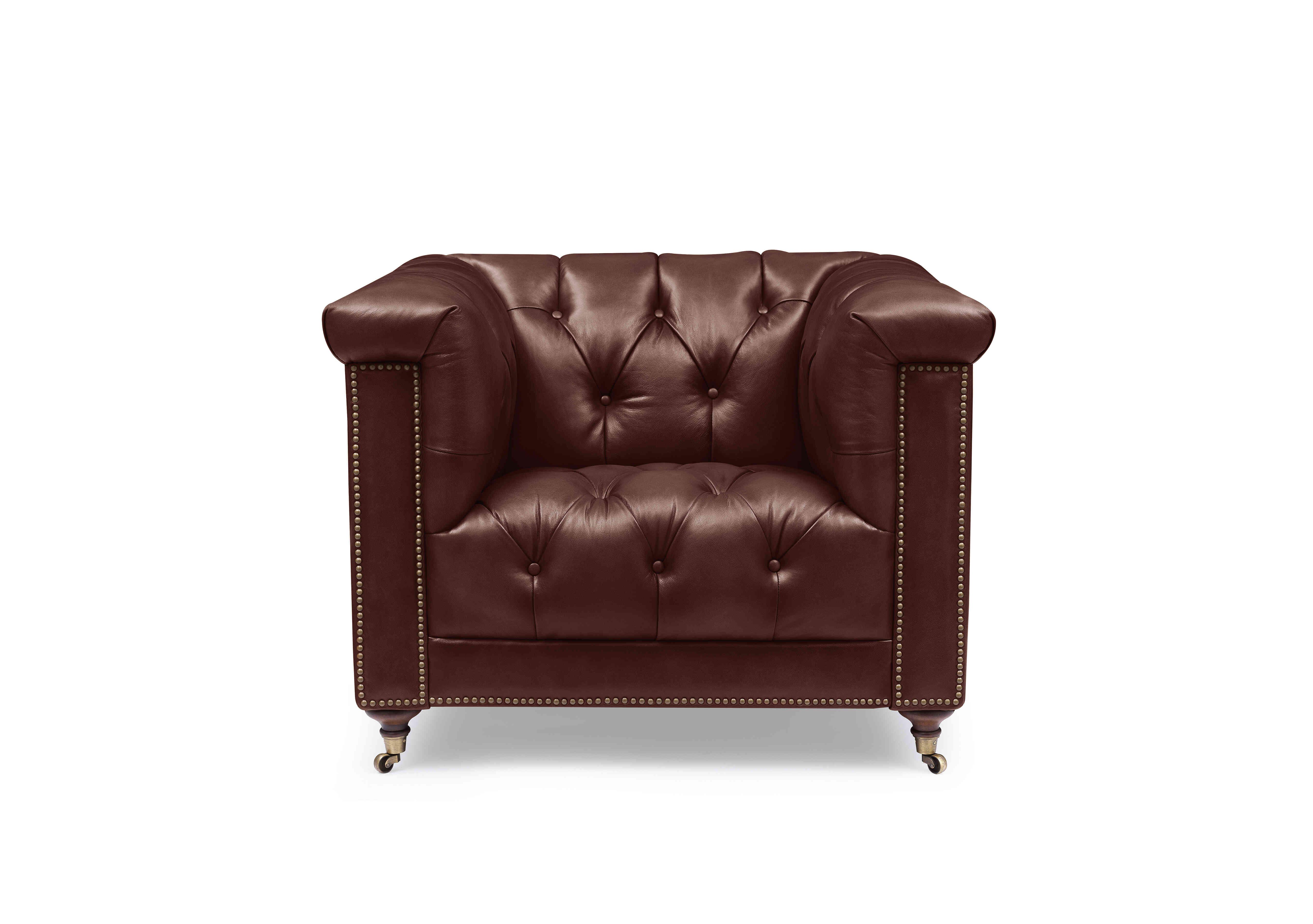 Wallace Leather Chesterfield Chair in X3y1-1964ls Merlot on Furniture Village