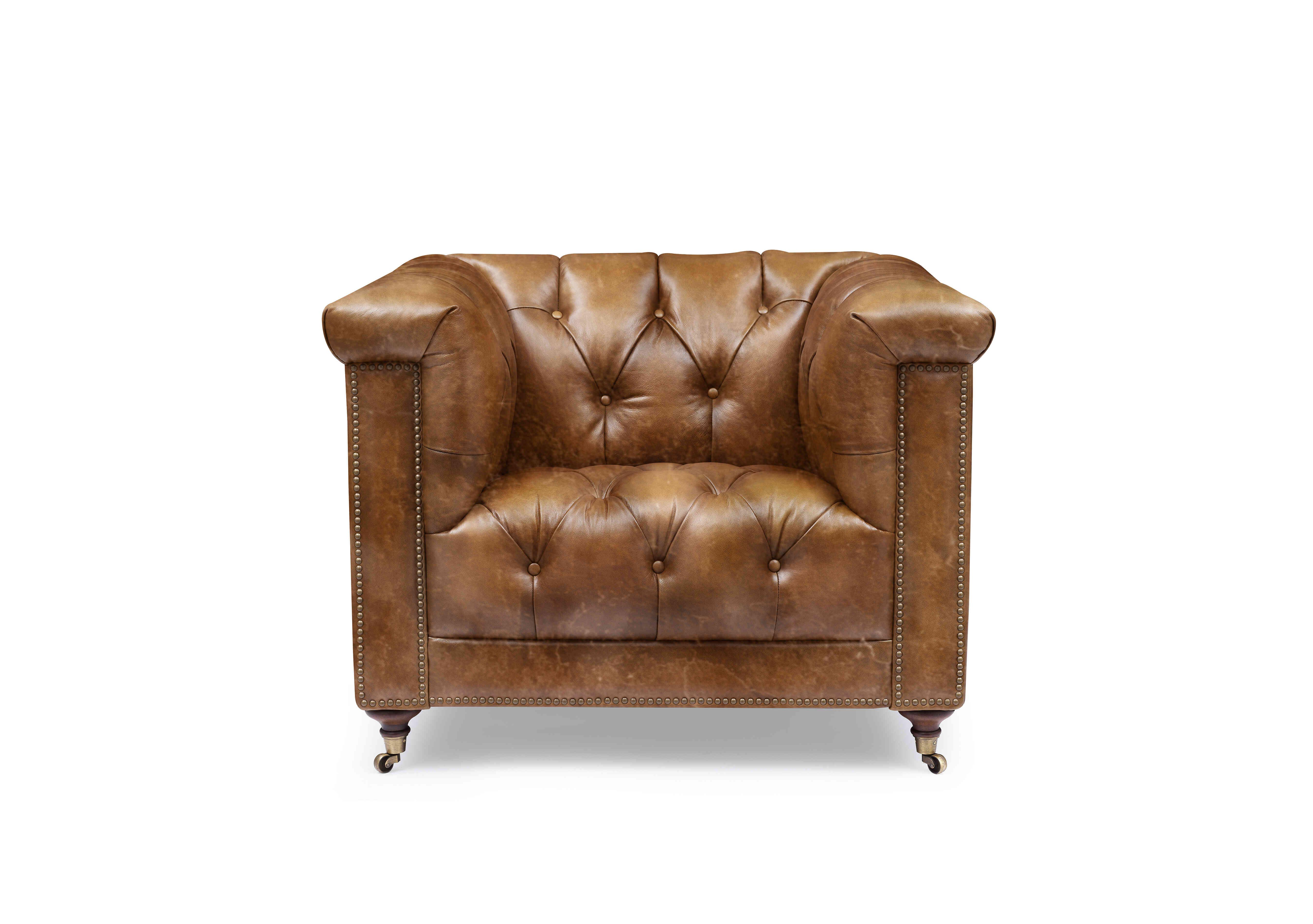 Wallace Leather Chesterfield Chair in X3y1-1981ls Saddle on Furniture Village