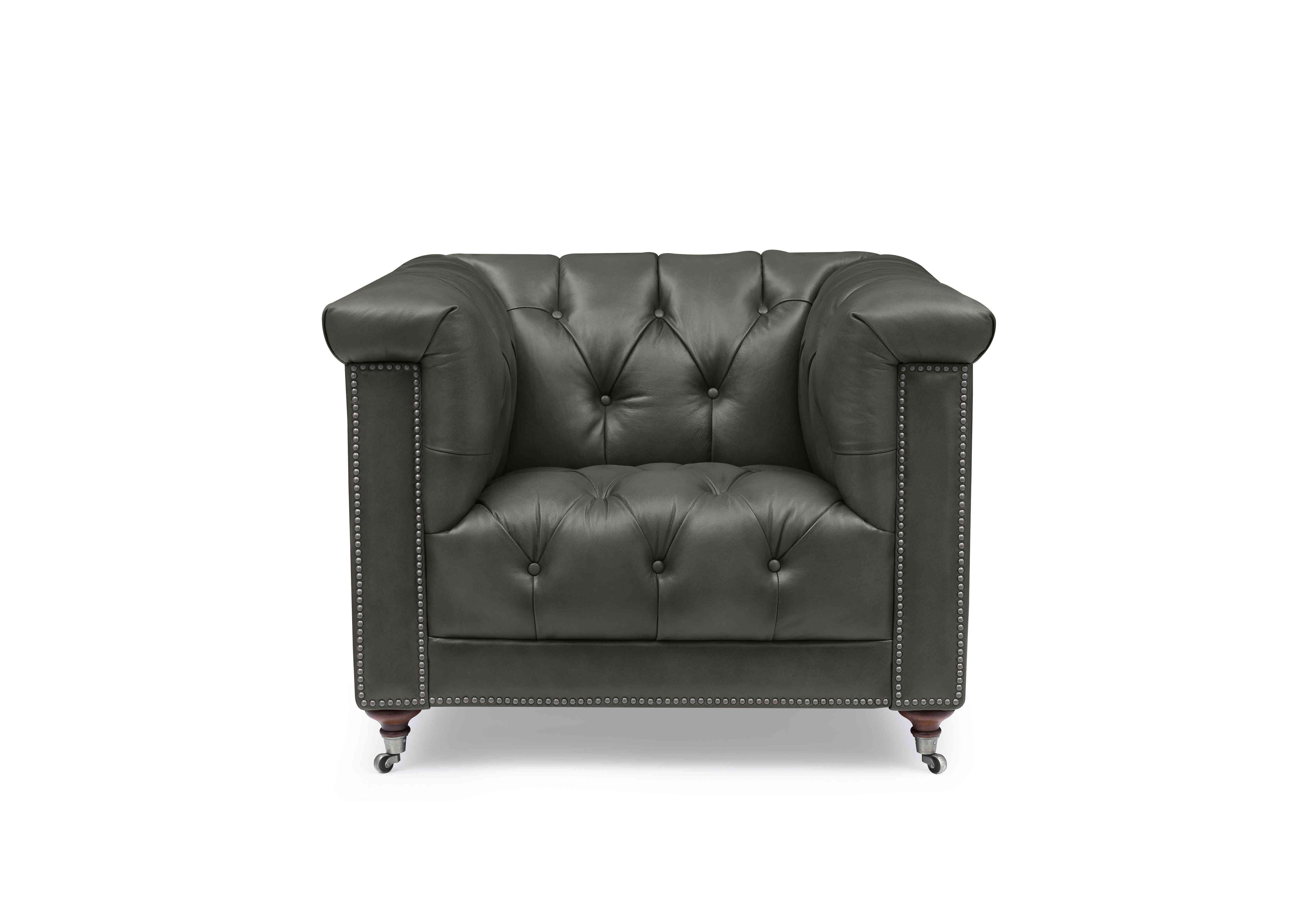Wallace Leather Chesterfield Chair in X3y2-1966ls Granite on Furniture Village