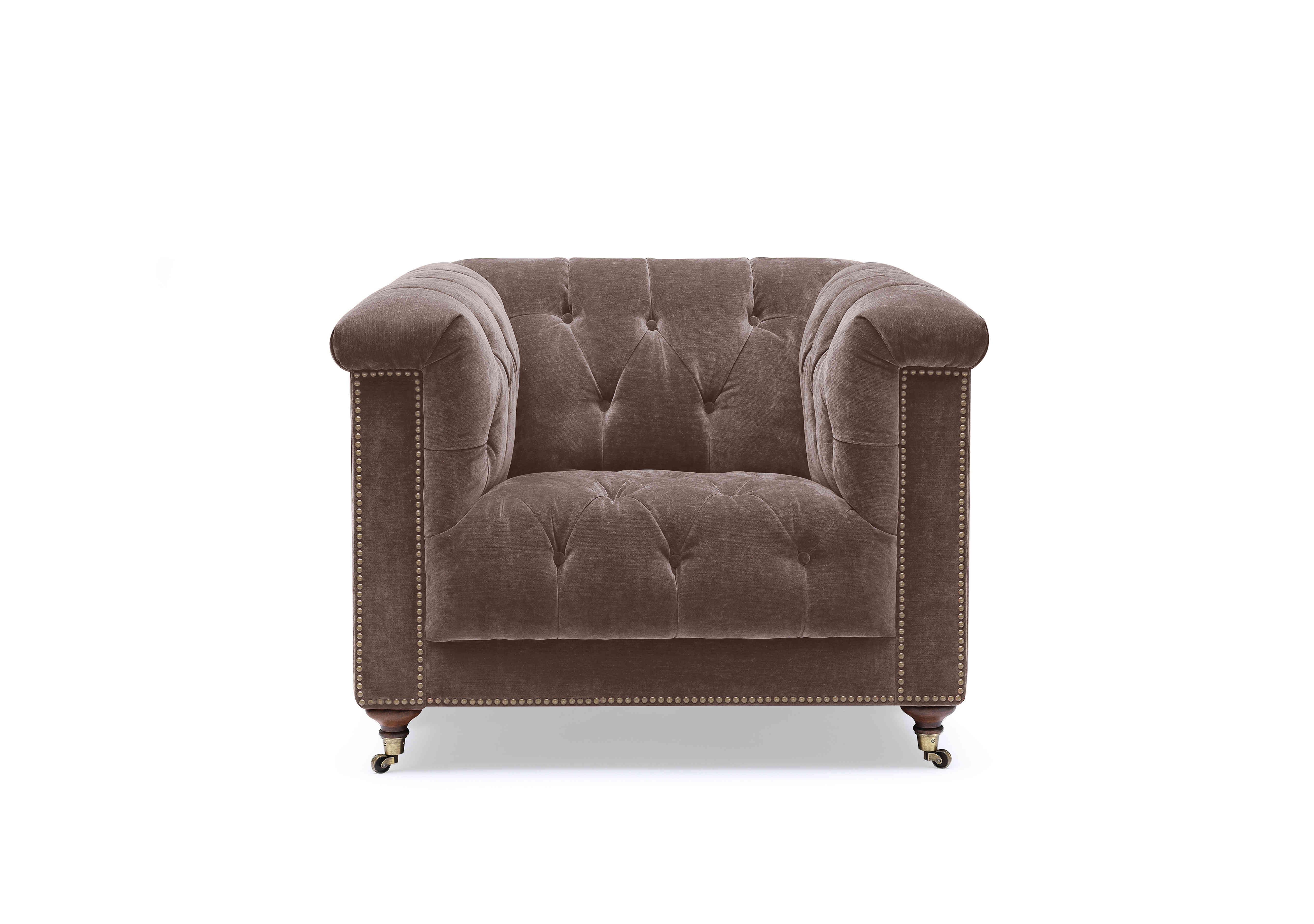 Wallace Fabric Chesterfield Chair with USB-C in X3y1-W023 Antler on Furniture Village