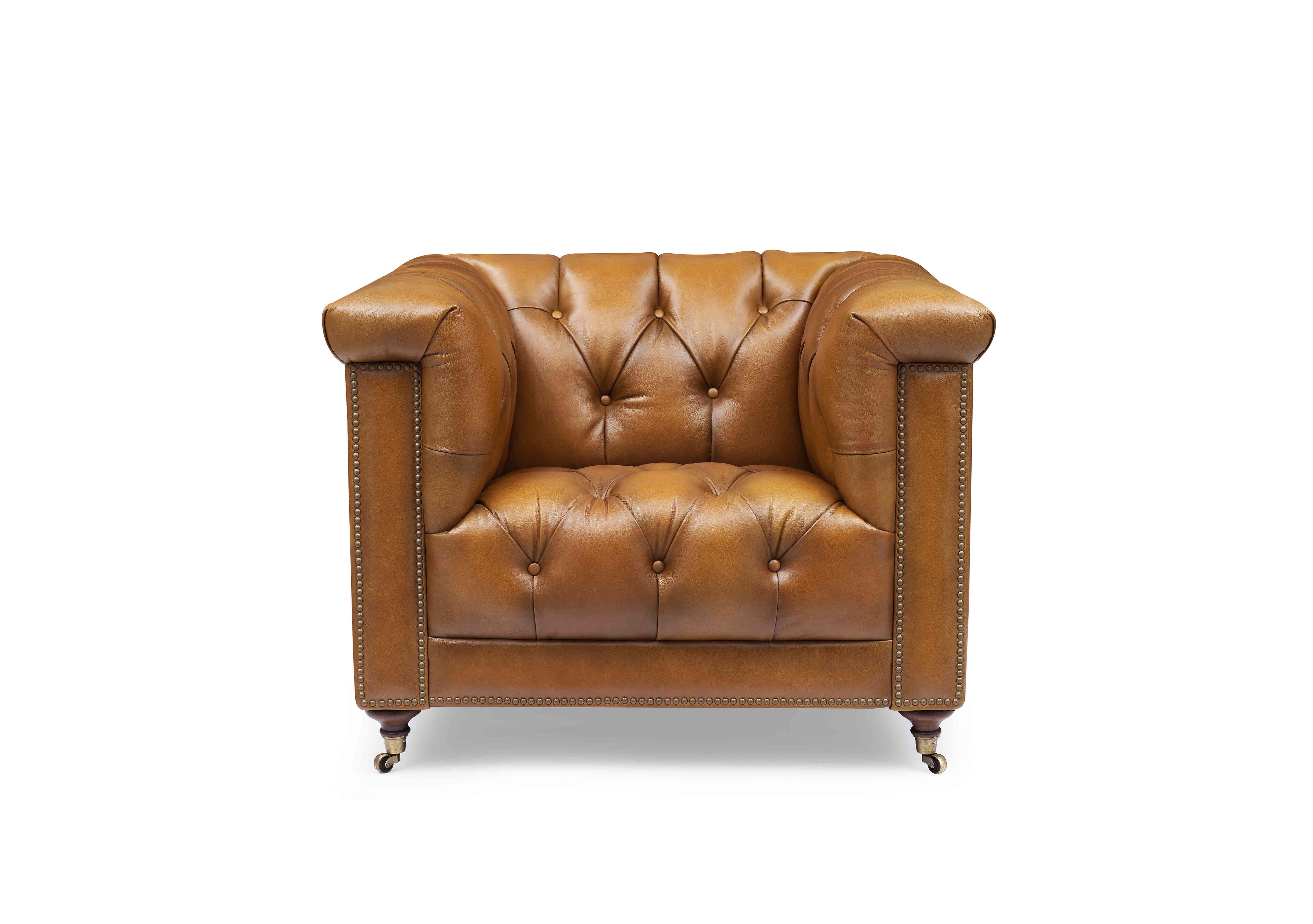 Wallace Leather Chesterfield Chair with USB-C in X3y1-1957ls Inca on Furniture Village