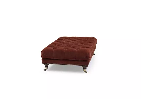 Wallace Fabric Rectangular Footstool with Castors At The Helm Furniture Village