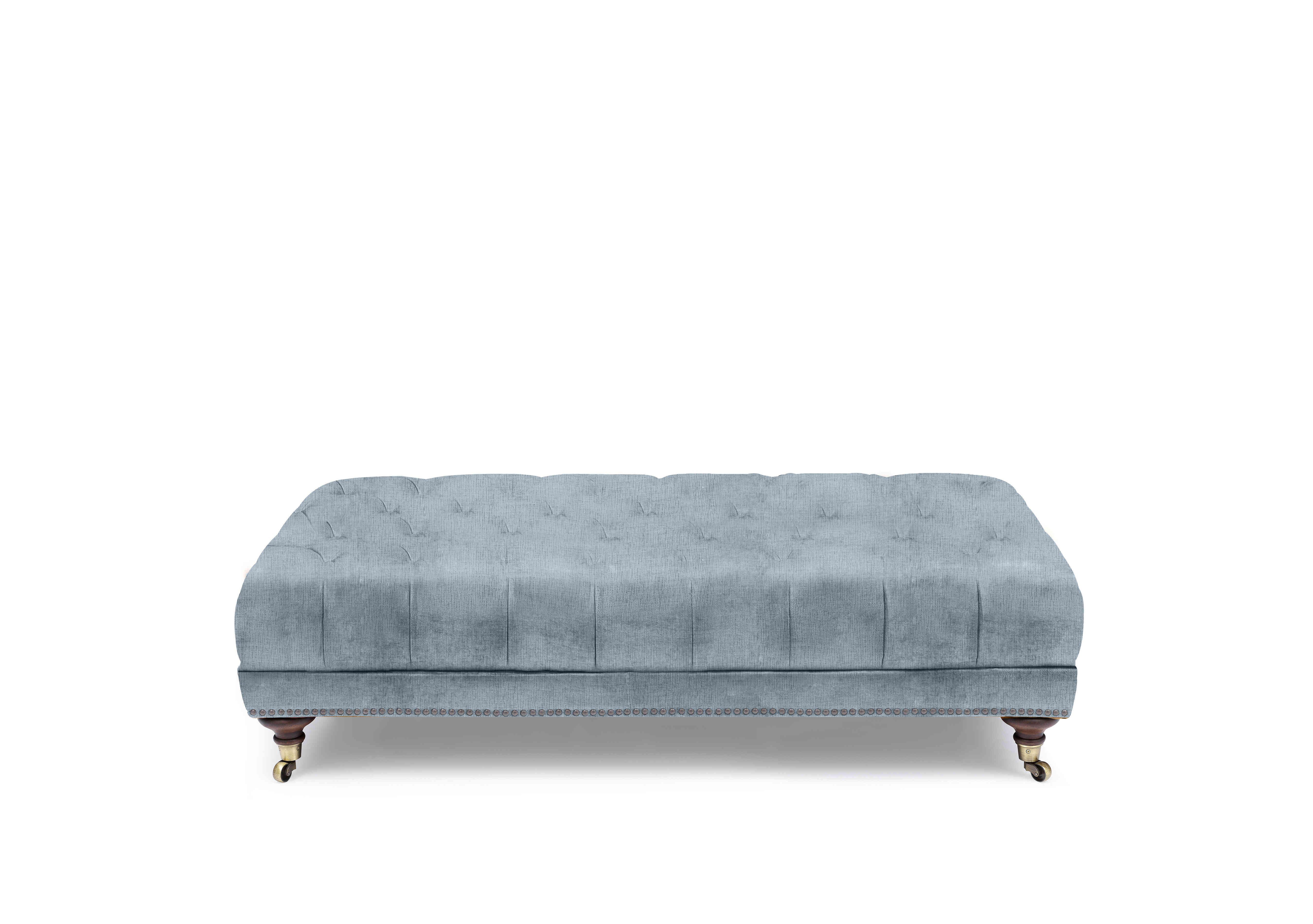 Wallace Fabric Rectangular Footstool with Castors in X1-A609 Boathouse Blue on Furniture Village