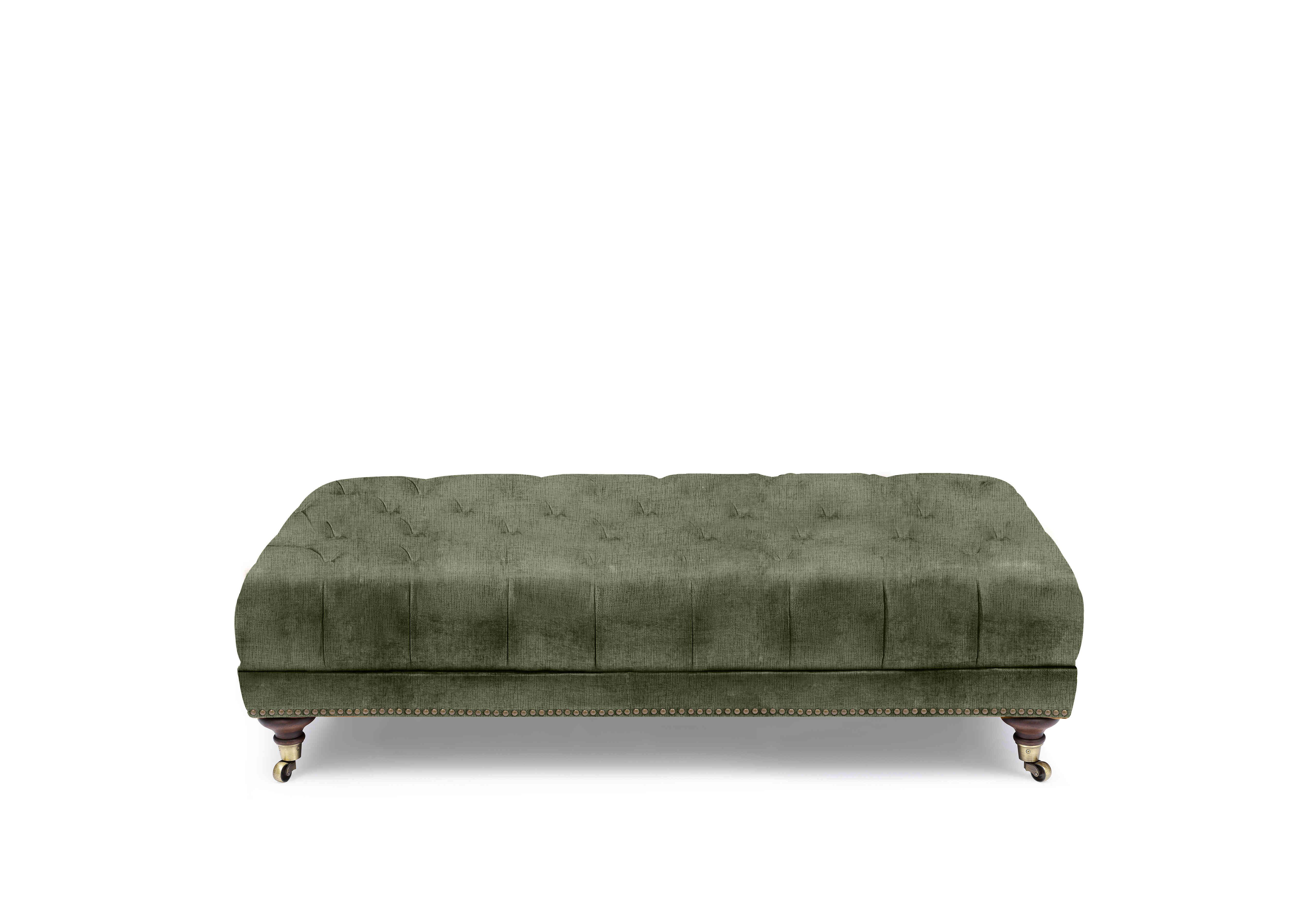 Wallace Fabric Rectangular Footstool with Castors in X3-A616 Hunter Green on Furniture Village