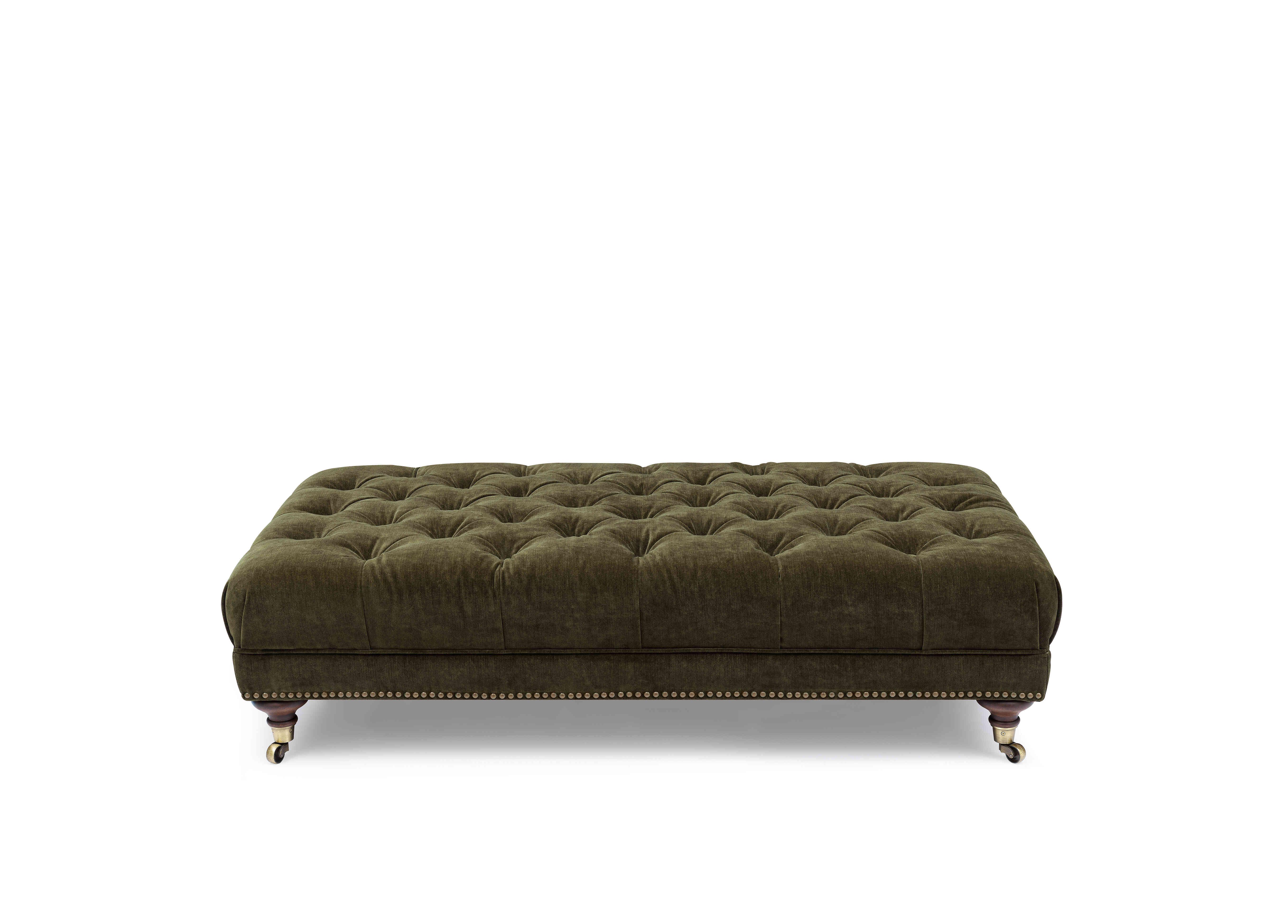 Wallace Fabric Rectangular Footstool with Castors in X3y1-W018 Pine on Furniture Village