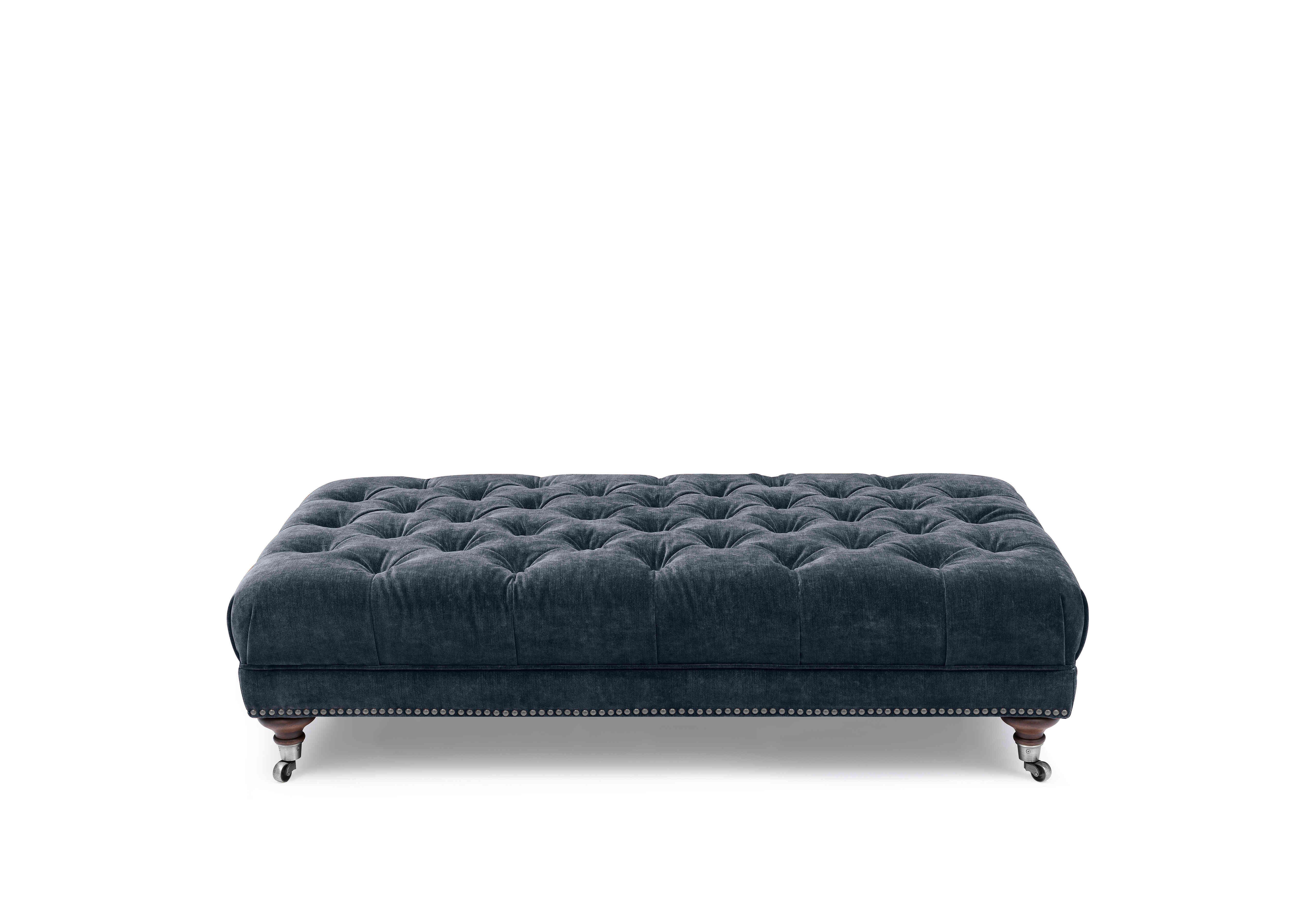 Wallace Fabric Rectangular Footstool with Castors in X3y2-W024 Midnight on Furniture Village