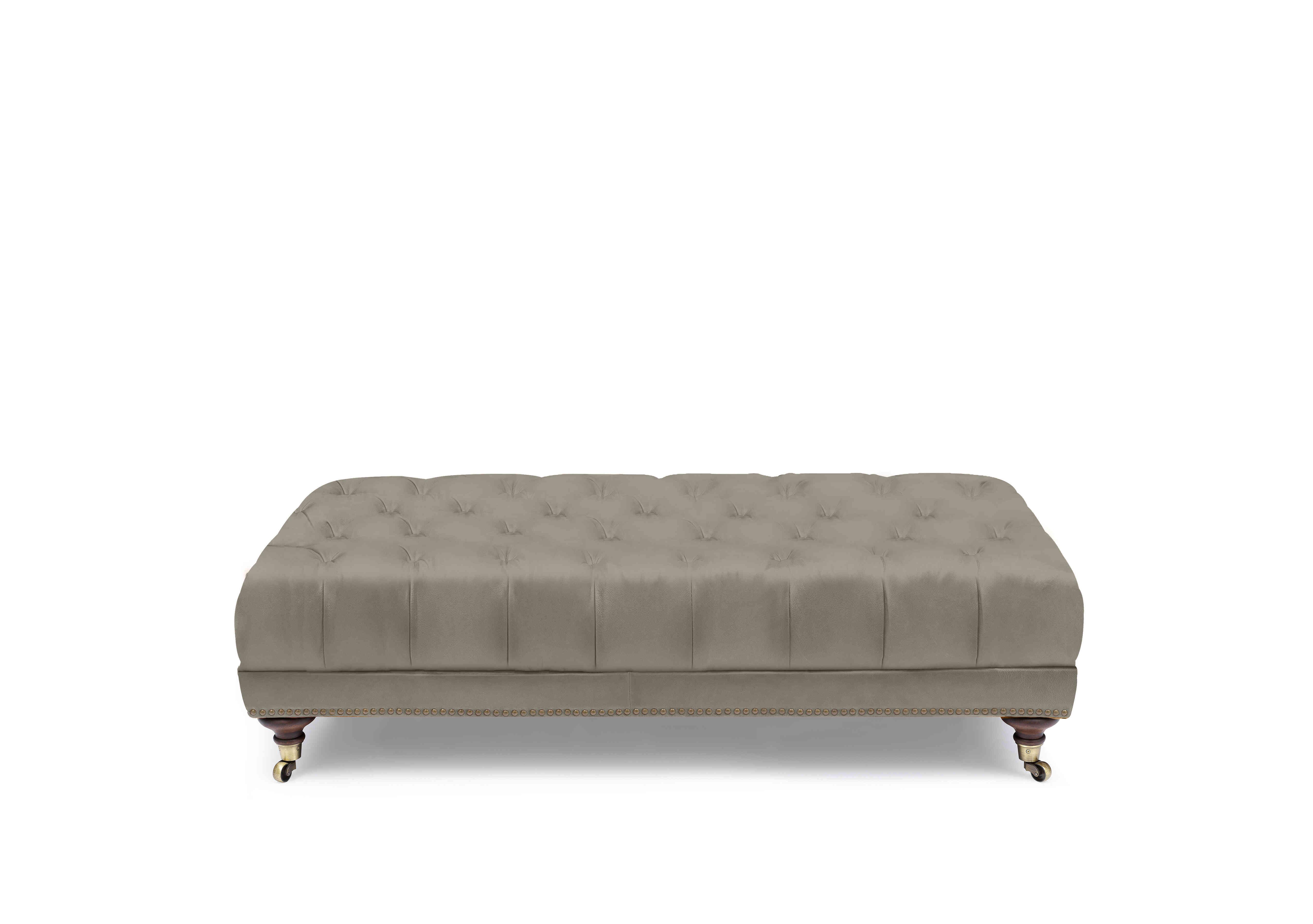 Wallace Leather Rectangular Footstool with Castors in X3-2083ls Urbane Gry on Furniture Village