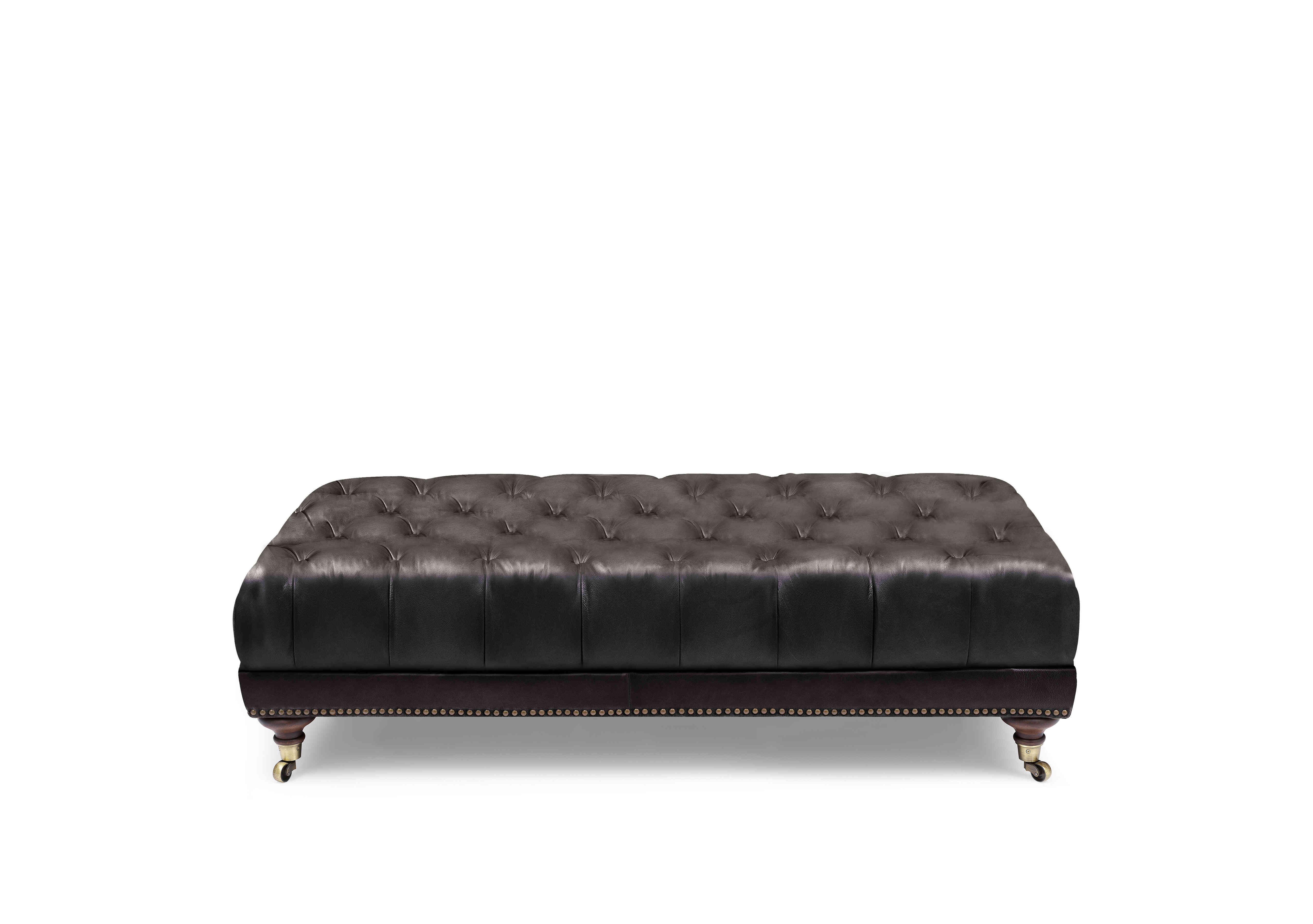 Wallace Leather Rectangular Footstool with Castors in X3y1-1759ls Cannon on Furniture Village