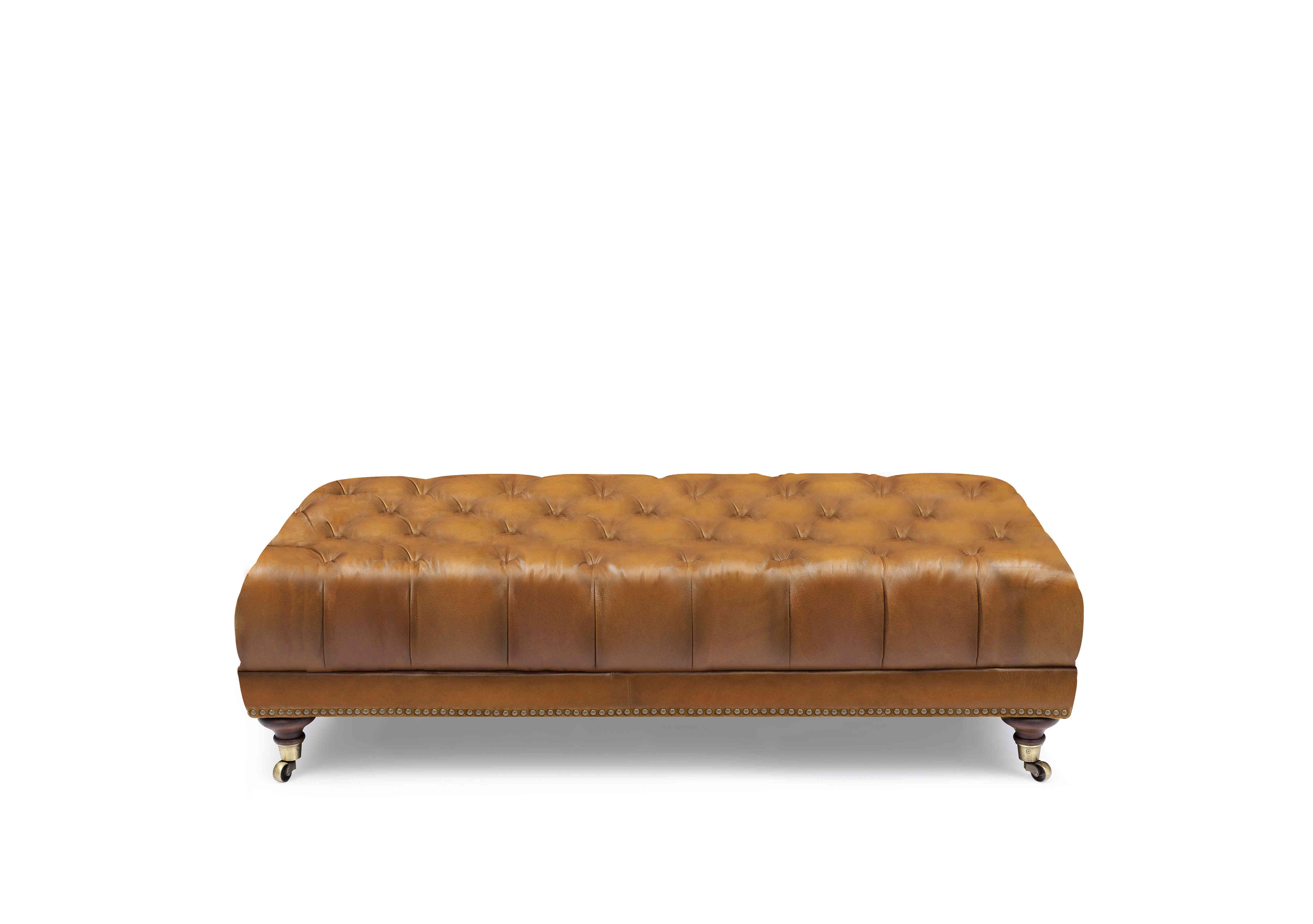 Wallace Leather Rectangular Footstool with Castors in X3y1-1957ls Inca on Furniture Village