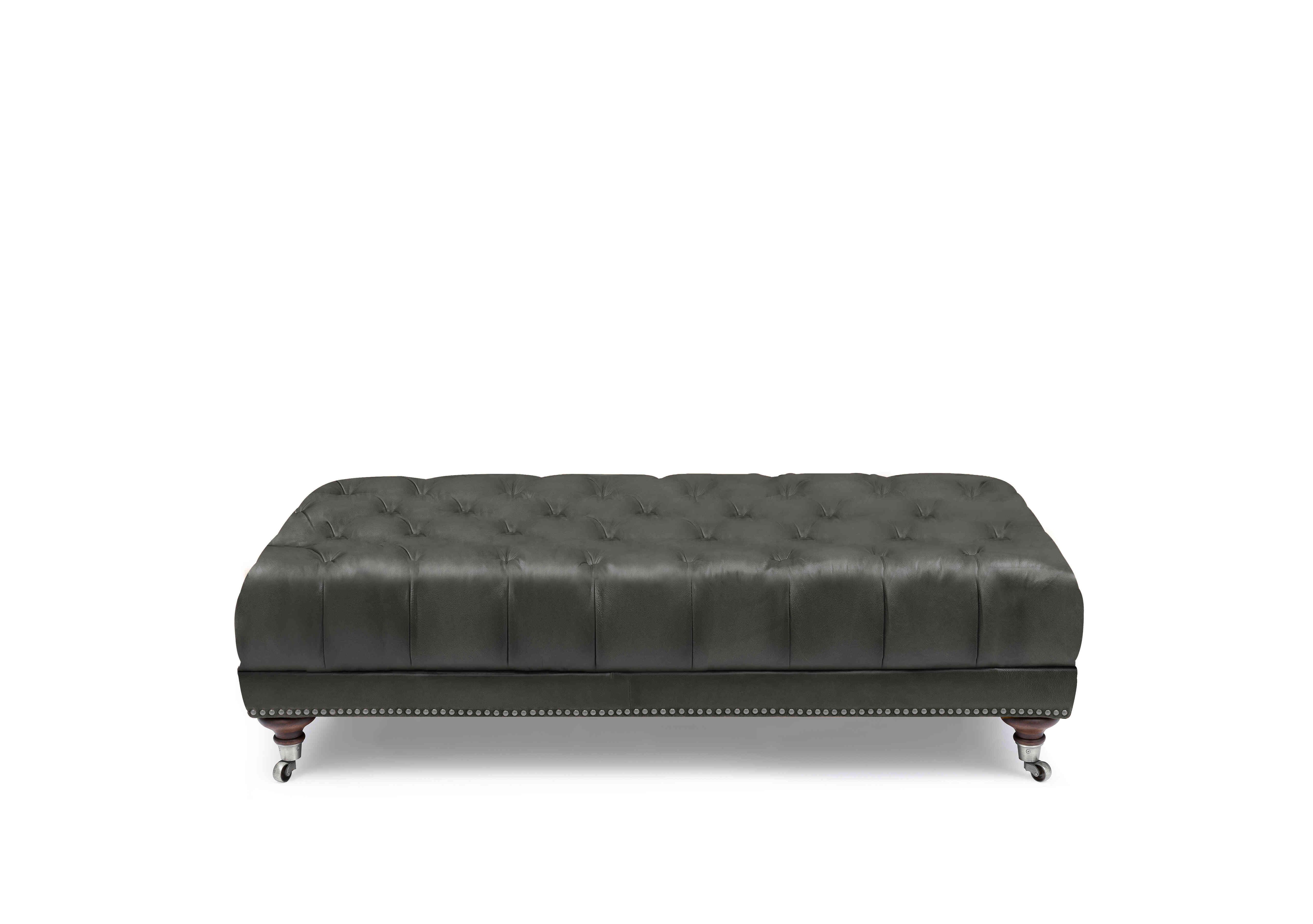 Wallace Leather Rectangular Footstool with Castors in X3y2-1966ls Granite on Furniture Village