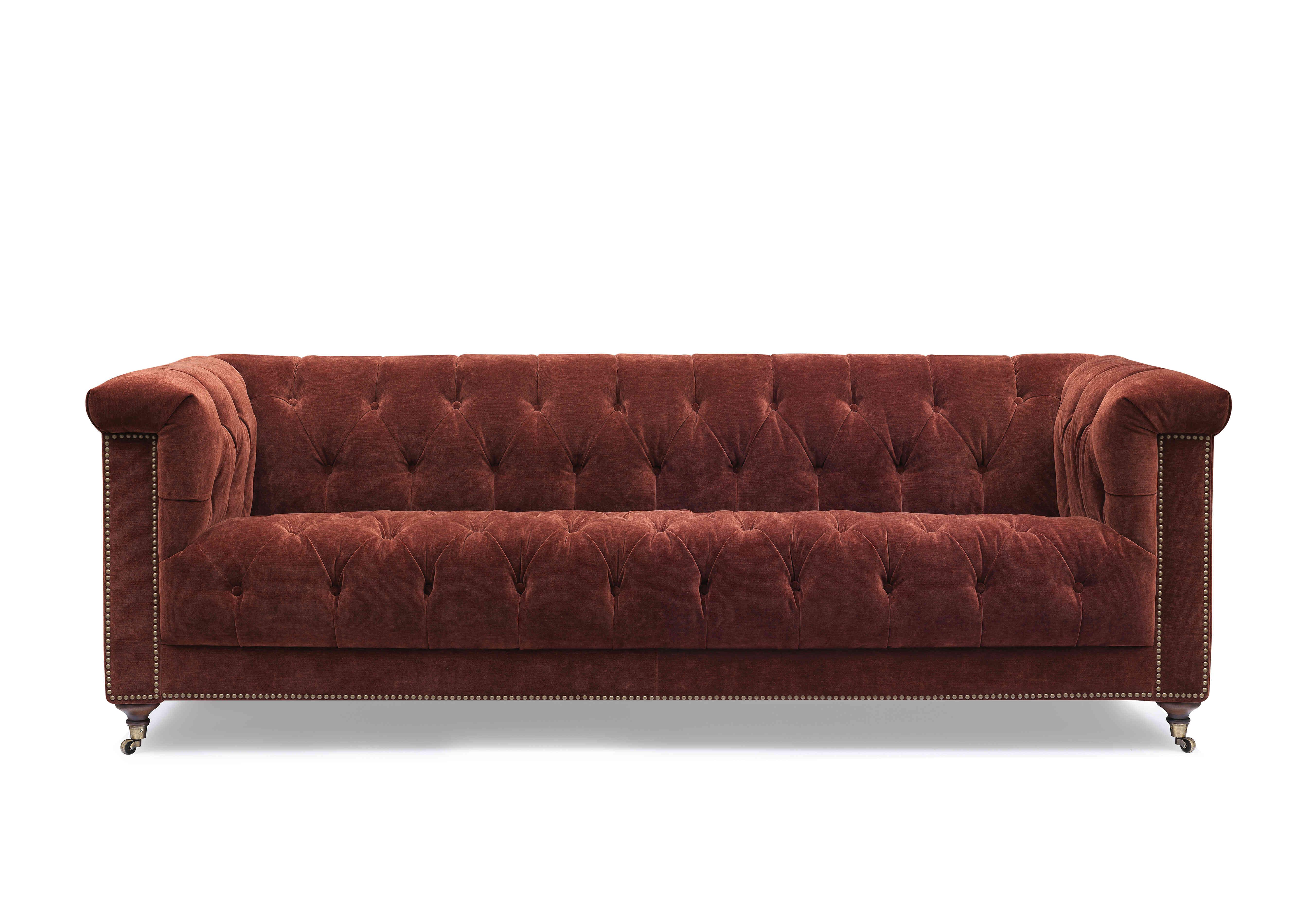Wallace 4 Seater Fabric Chesterfield Sofa with USB-C in X3y1-W019 Tawny on Furniture Village