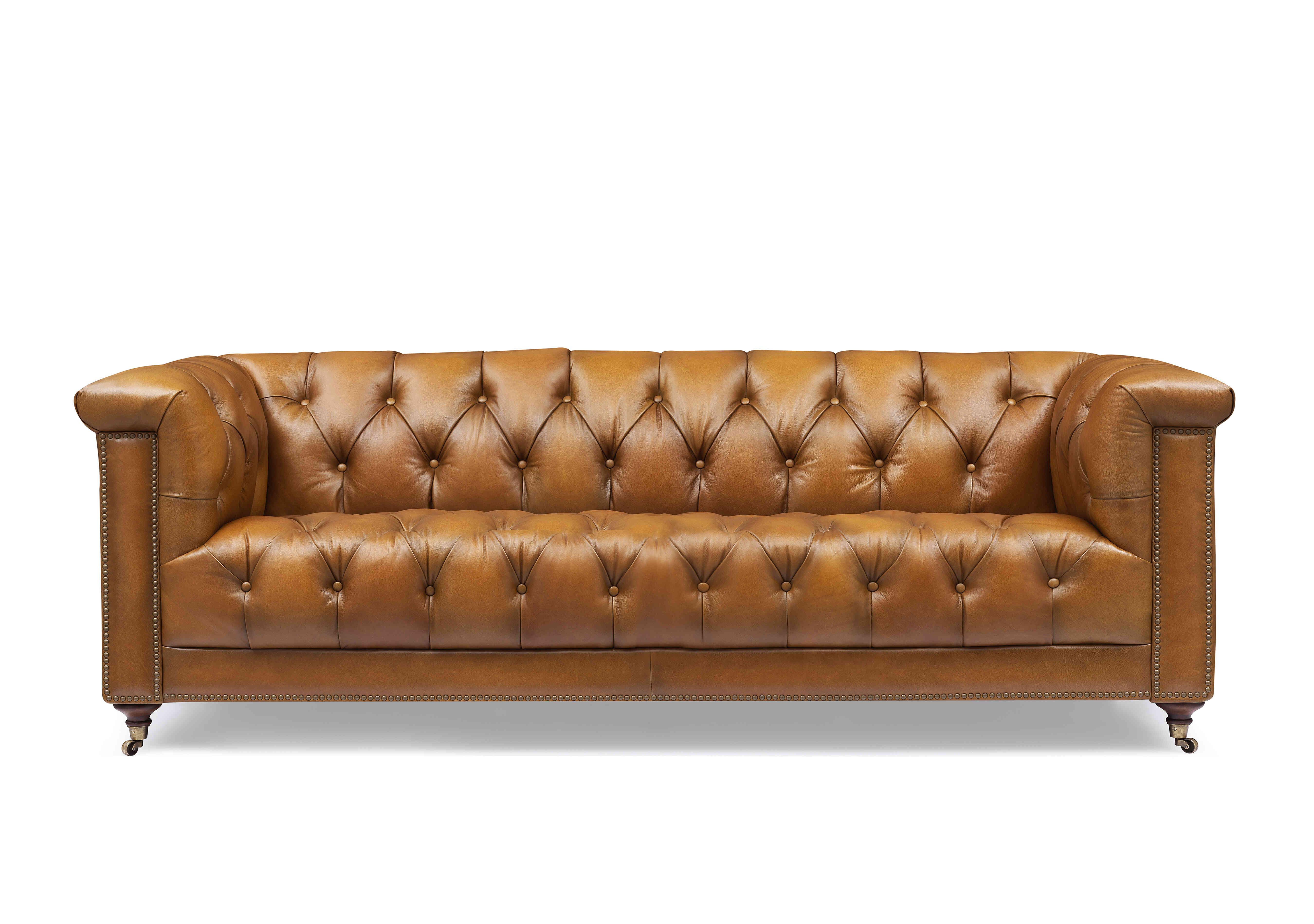 Wallace 4 Seater Leather Chesterfield Sofa with USB-C in X3y1-1957ls Inca on Furniture Village