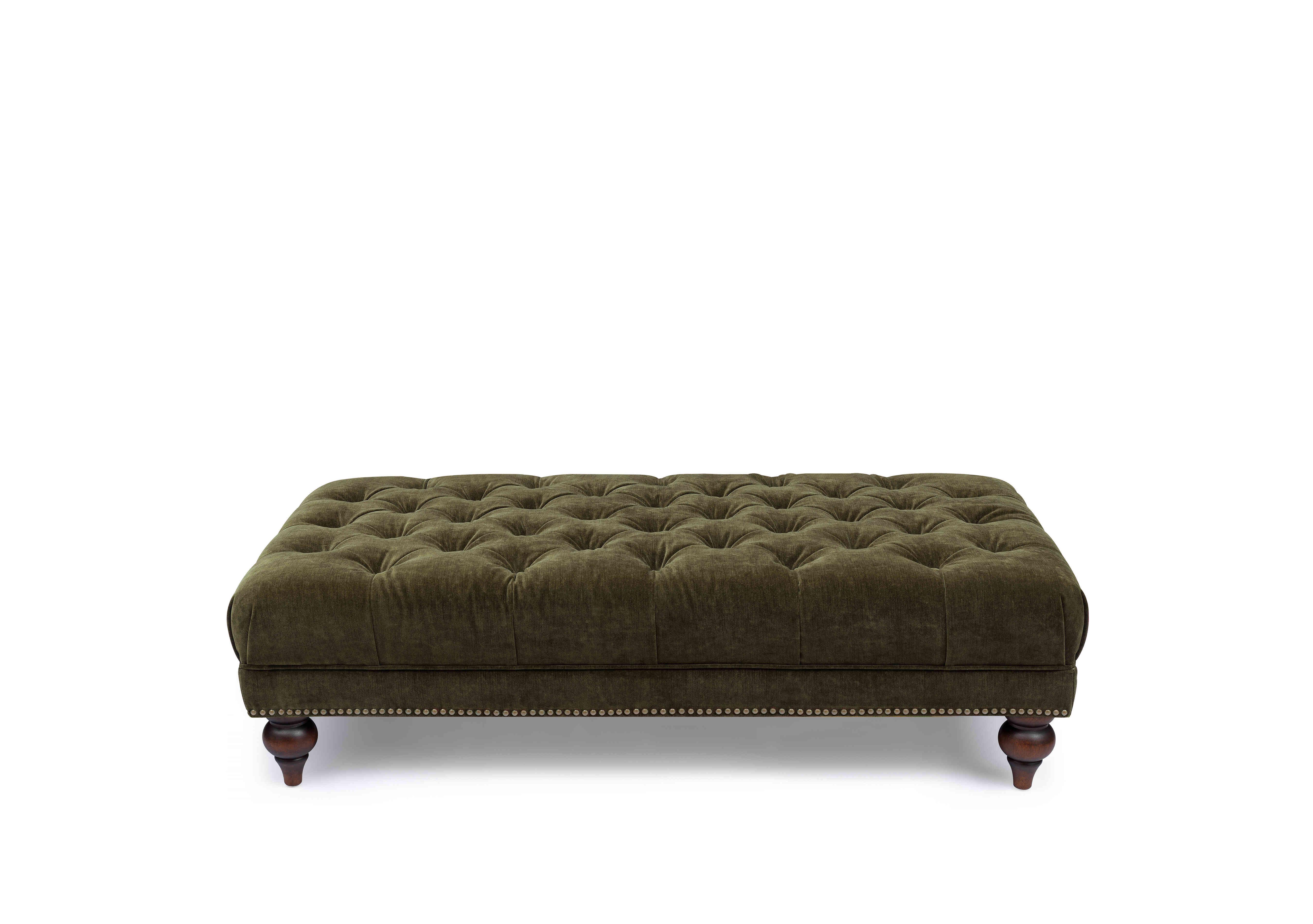 Wallace Fabric Rectangular Footstool with Turned Feet in X3y1-W018 Pine on Furniture Village