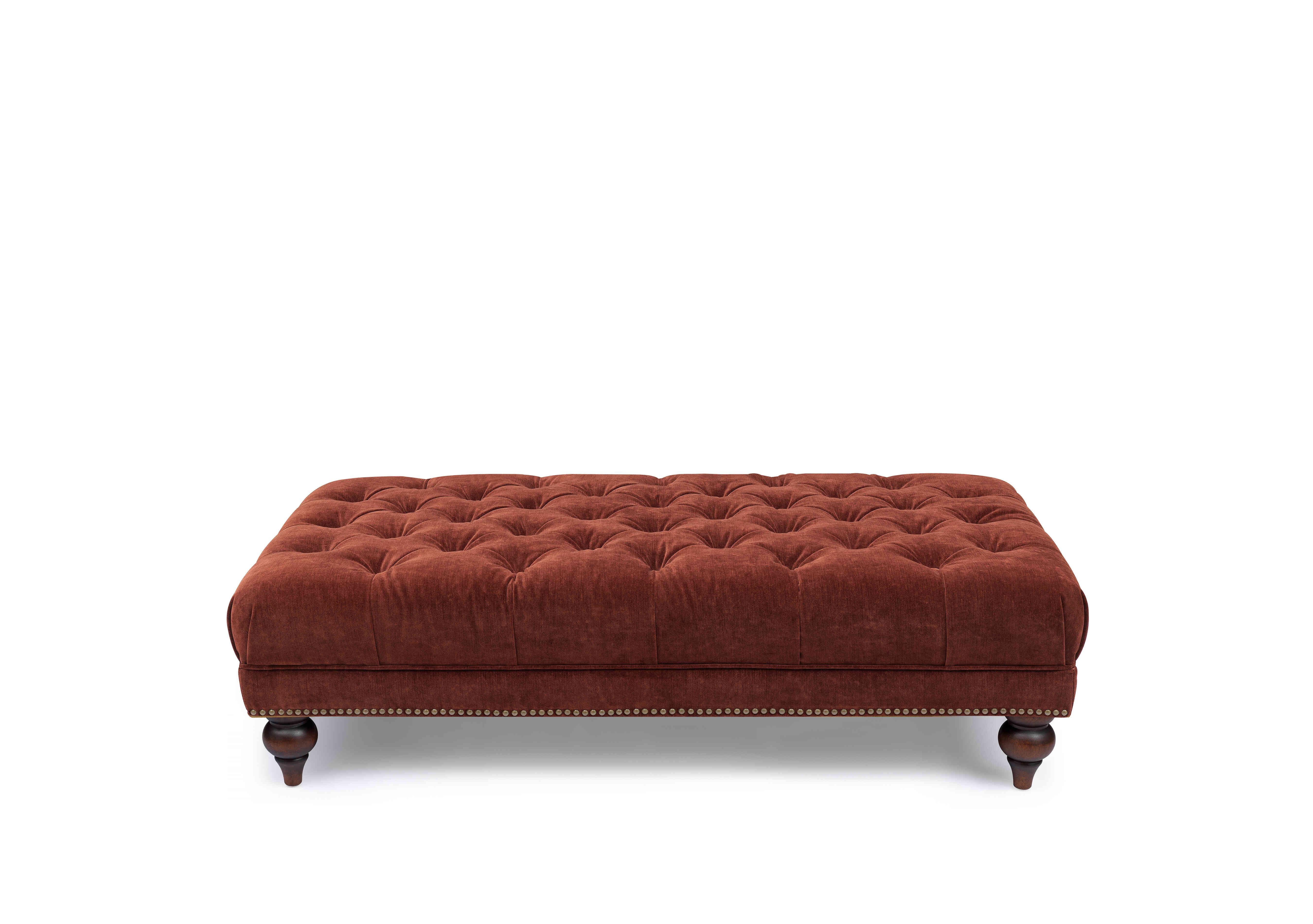 Wallace Fabric Rectangular Footstool with Turned Feet in X3y1-W019 Tawny on Furniture Village