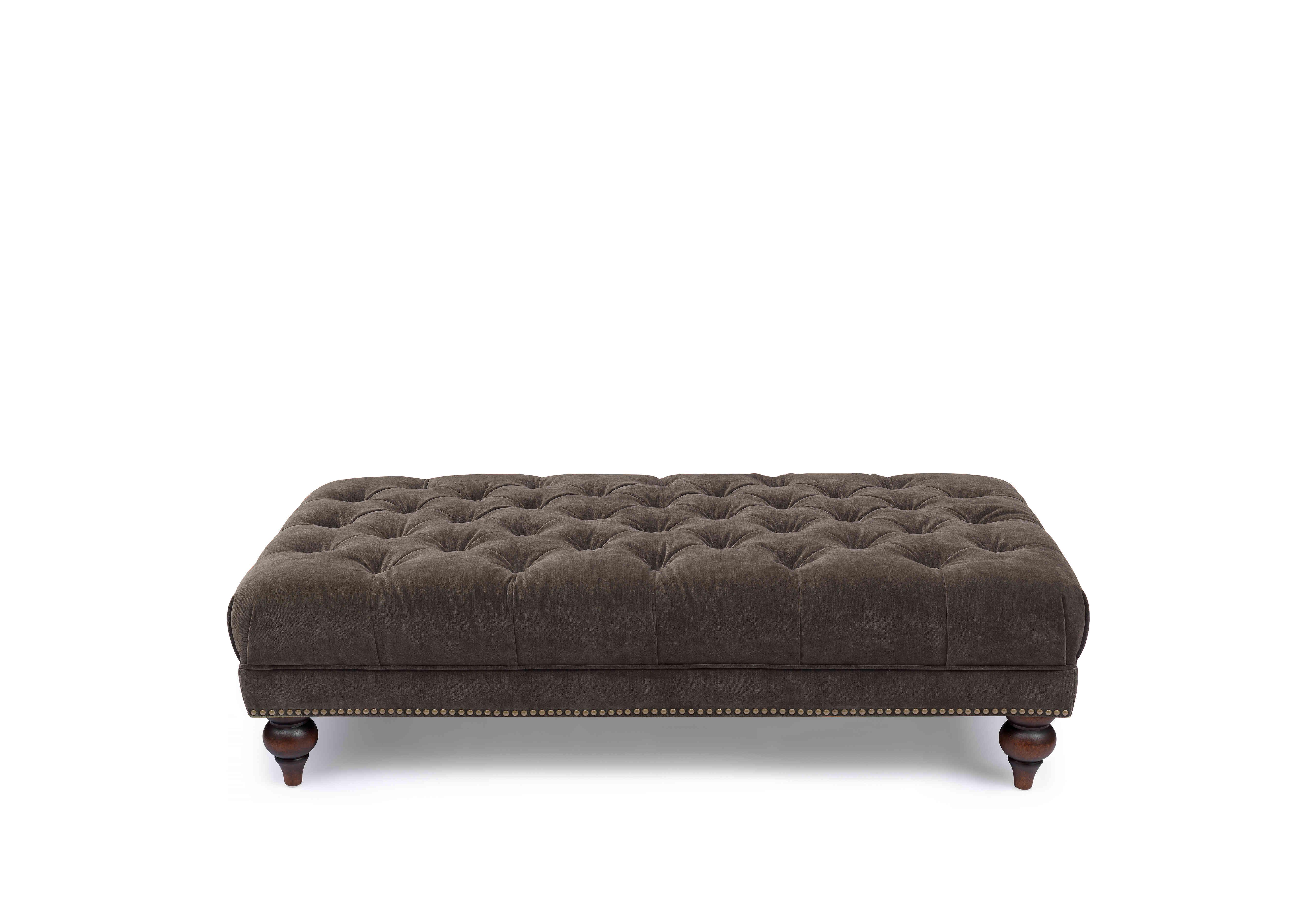 Wallace Fabric Rectangular Footstool with Turned Feet in X3y1-W020 Brindle on Furniture Village