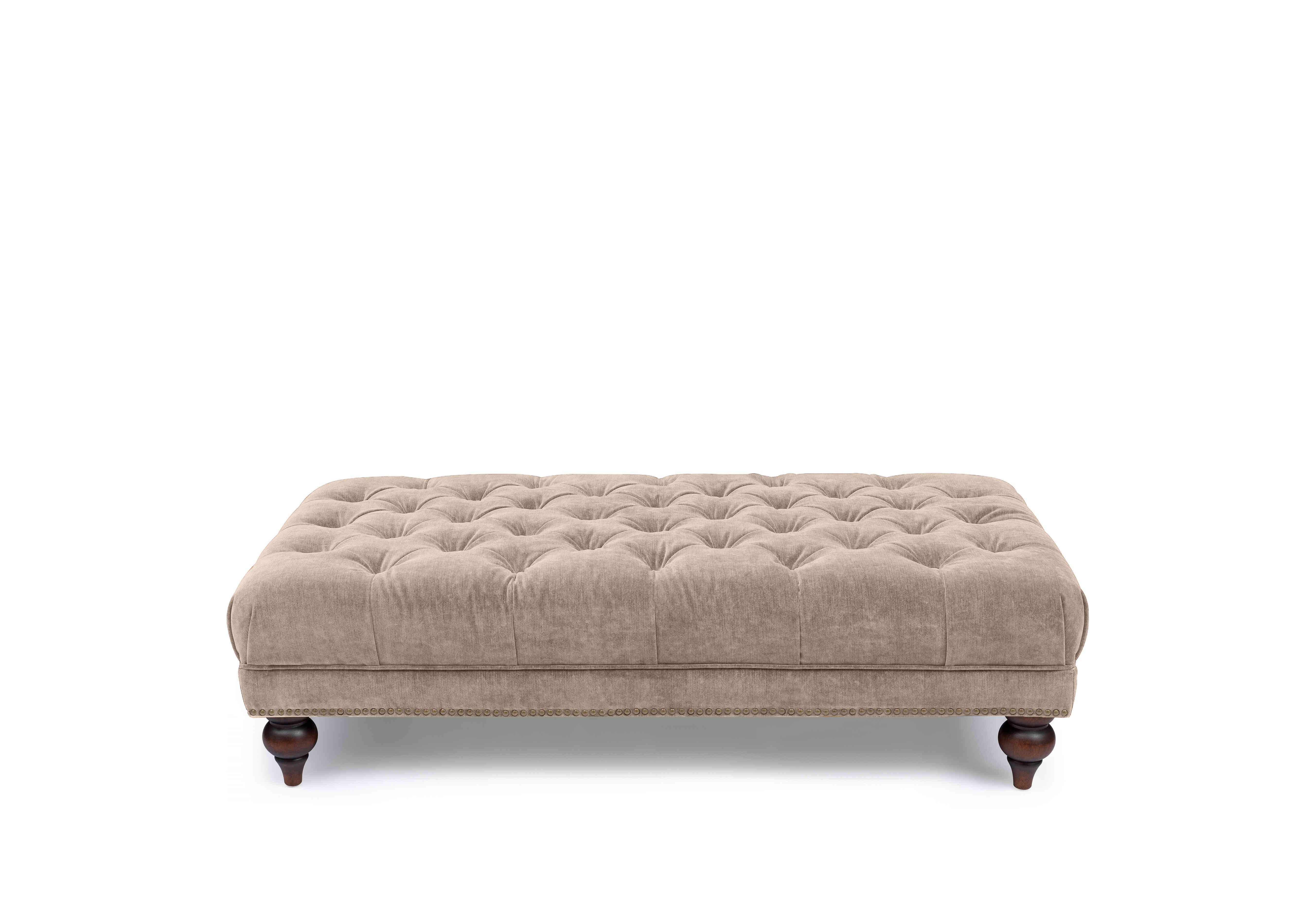 Wallace Fabric Rectangular Footstool with Turned Feet in X3y1-W022 Barley on Furniture Village
