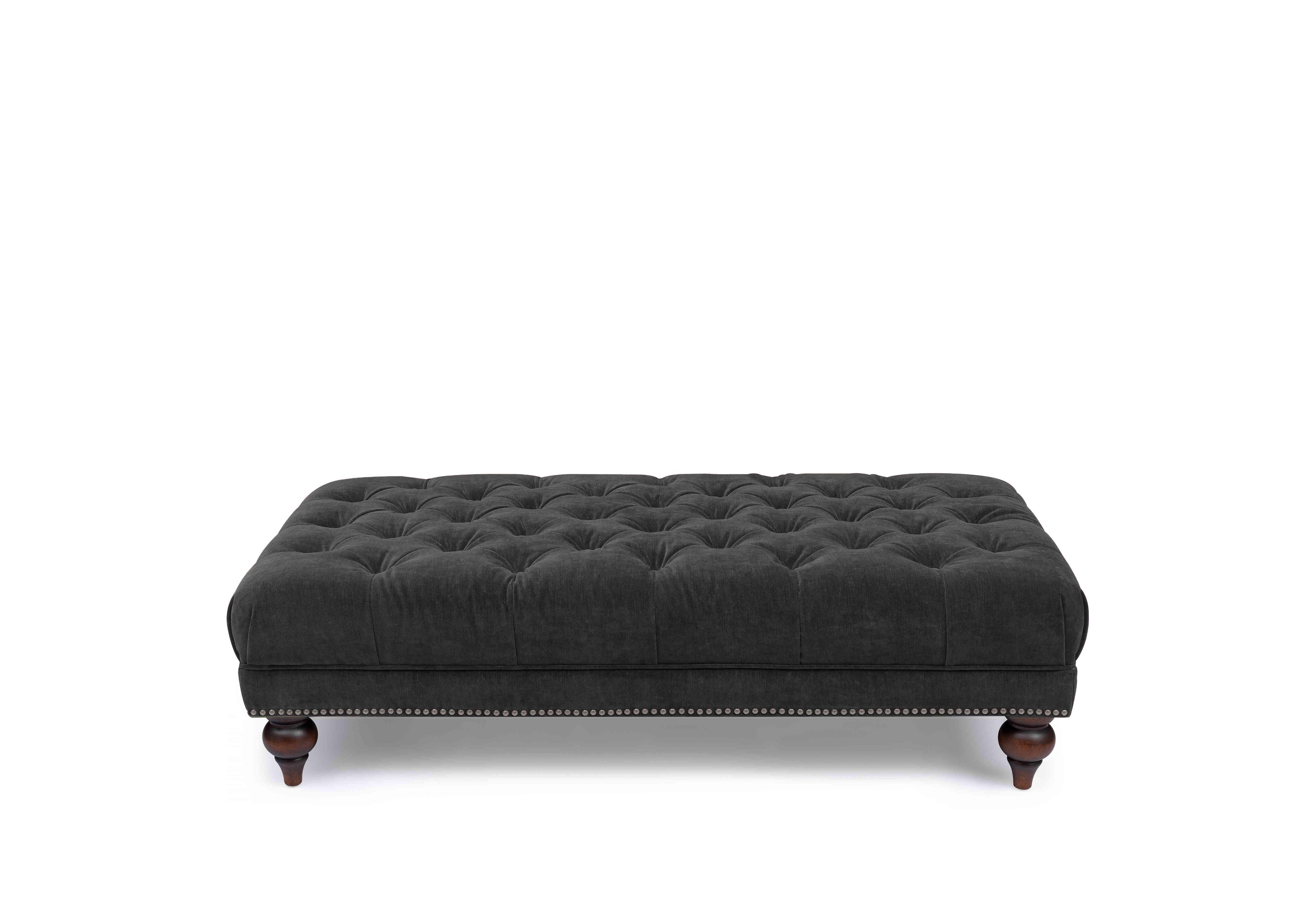 Wallace Fabric Rectangular Footstool with Turned Feet in X3y2-W021 Moonstone on Furniture Village