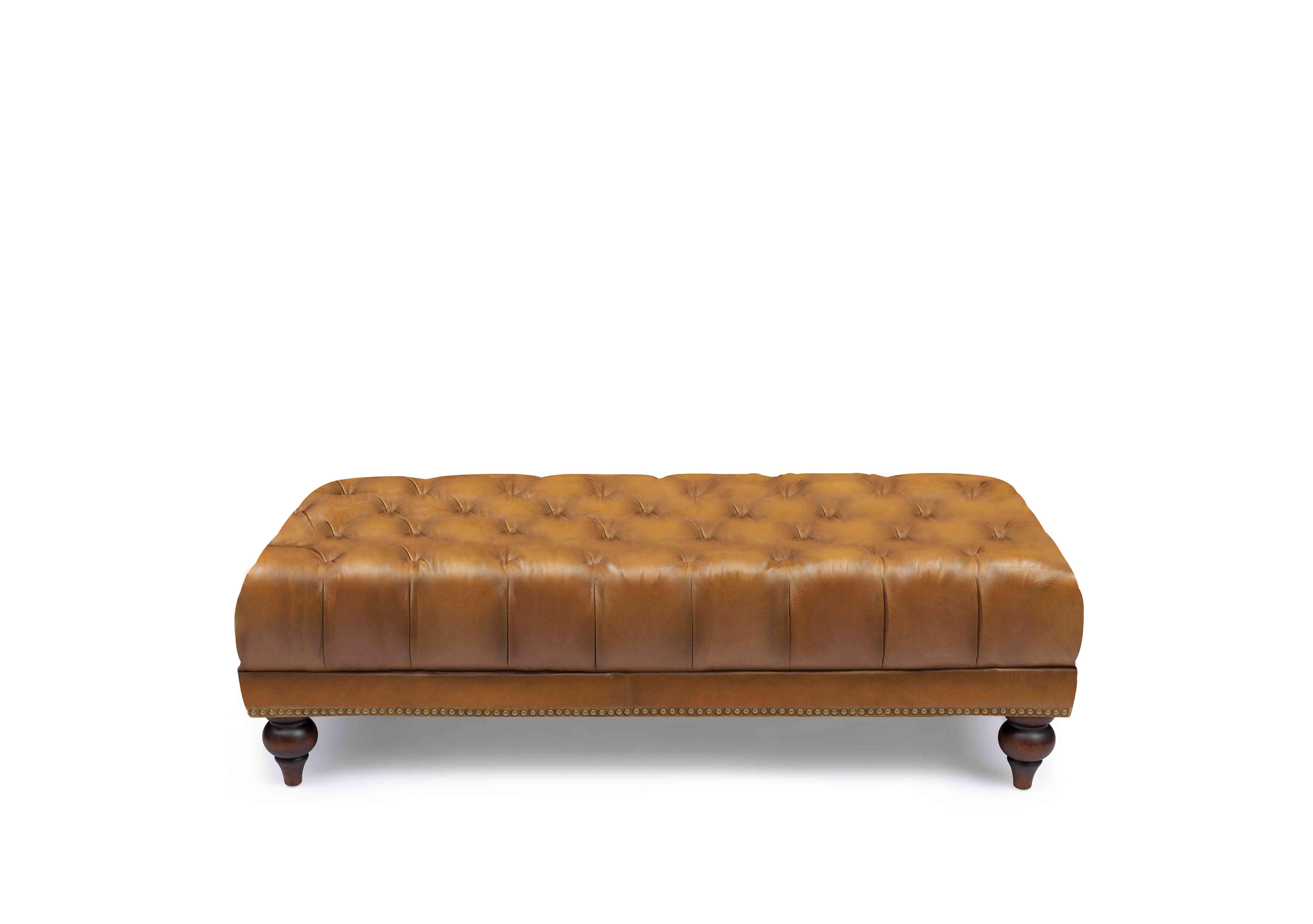 Wallace Leather Rectangular Footstool with Turned Feet in X3y1-1957ls Inca on Furniture Village