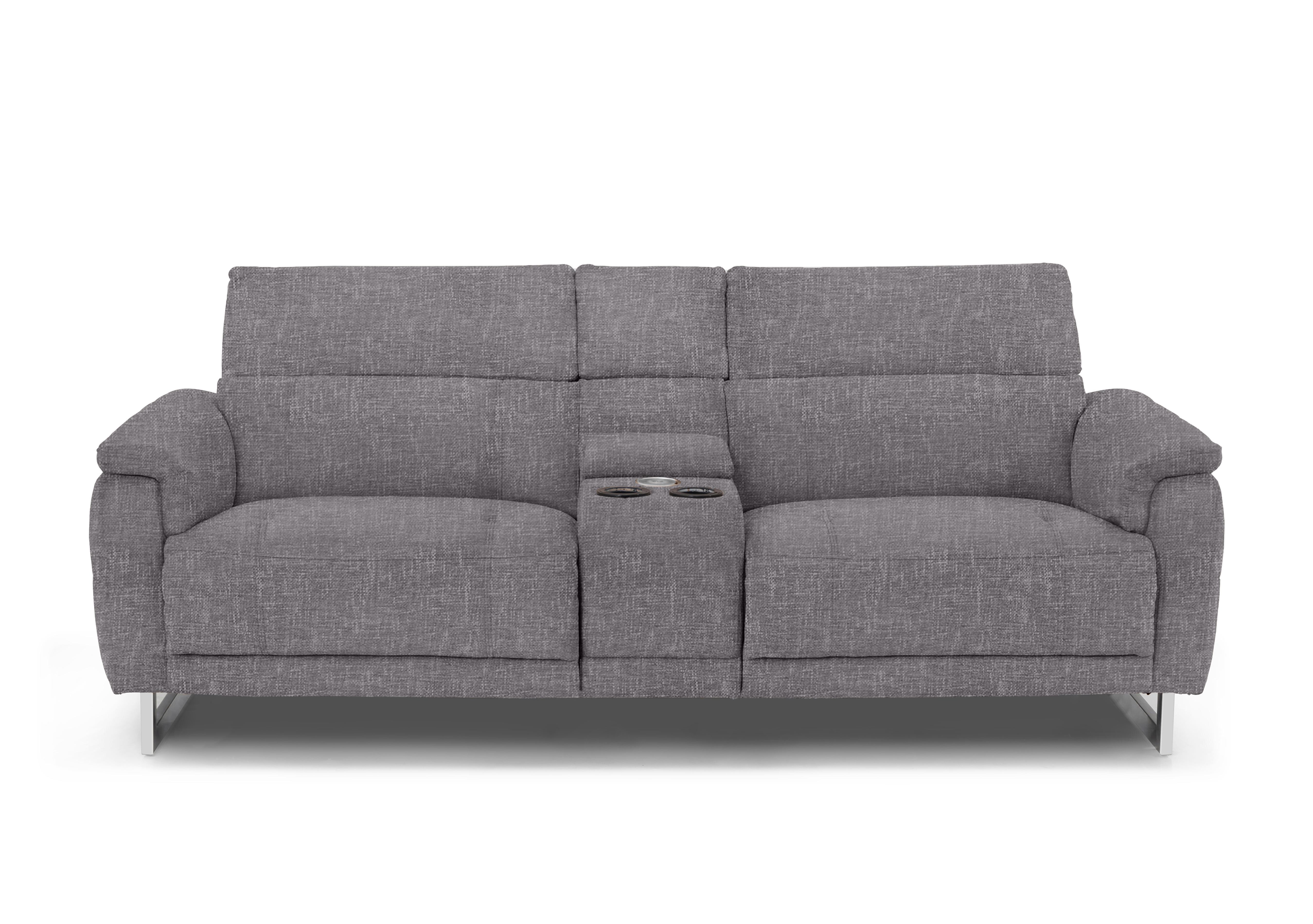 Moet 3 Seater Fabric Power Recliner Sofa with Telescopic Headrests and Smart Console in 12445 Anivia Grey on Furniture Village