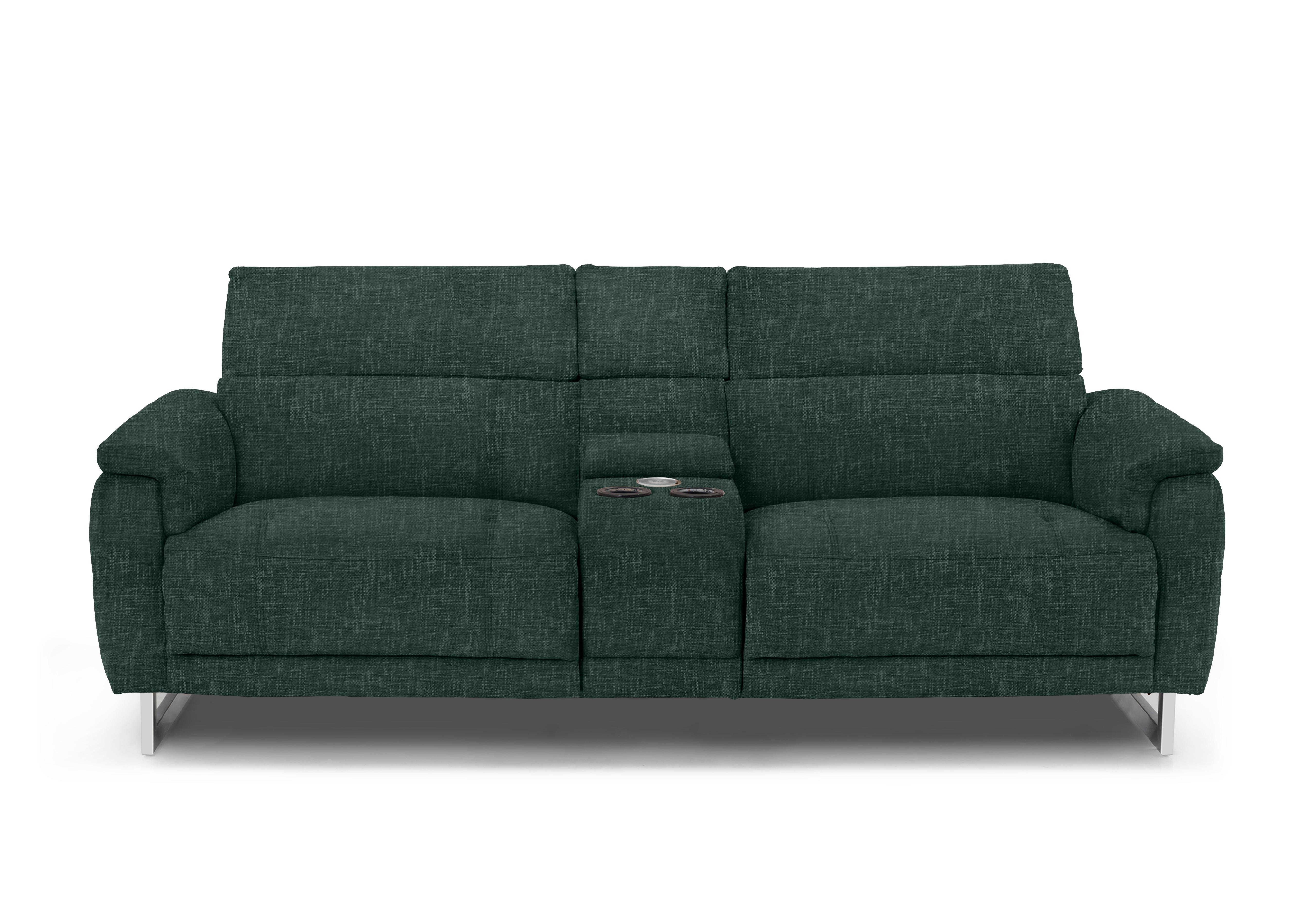 Moet 3 Seater Fabric Power Recliner Sofa with Telescopic Headrests and Smart Console in 19445 Anivia Green on Furniture Village