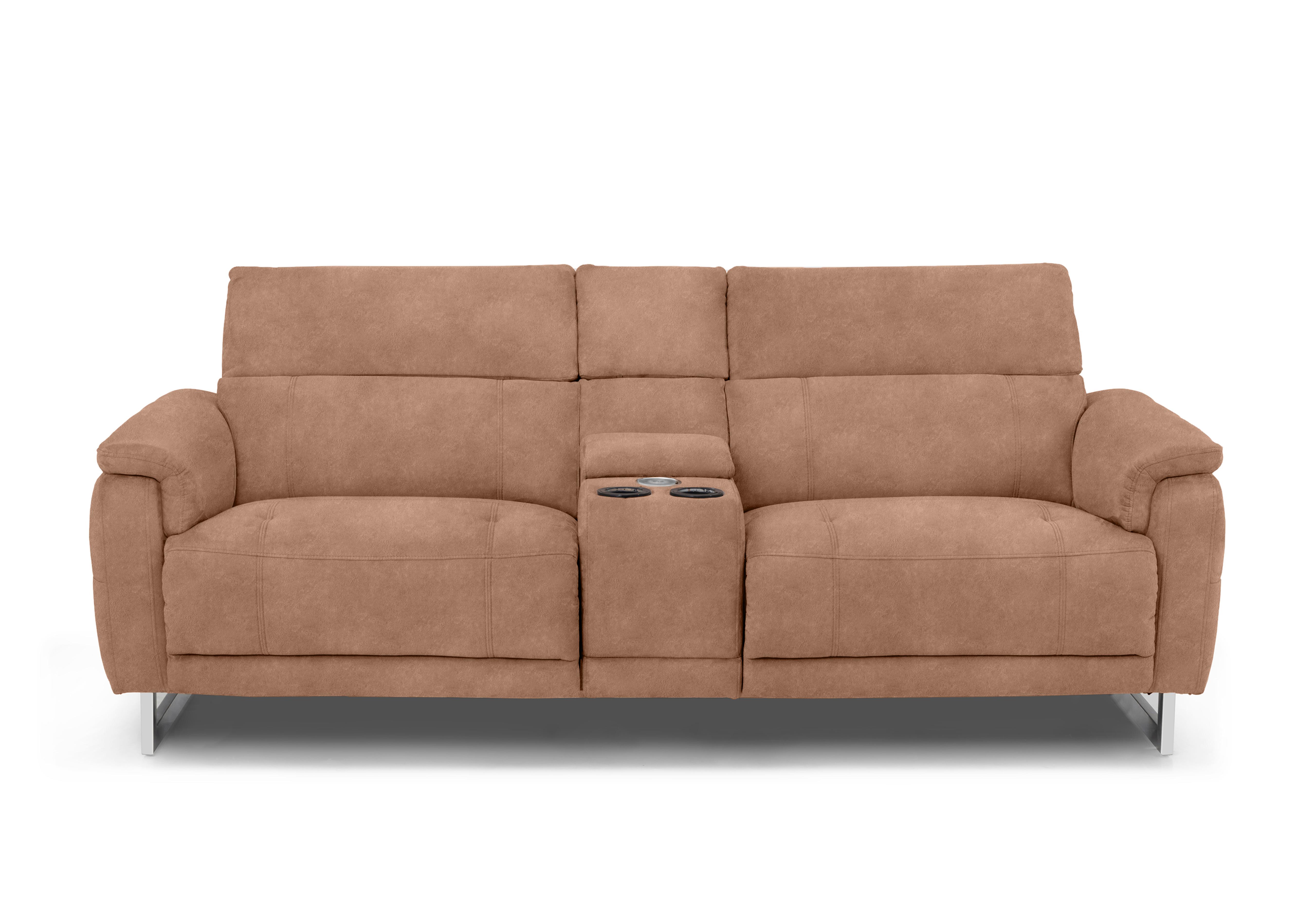 Moet 3 Seater Fabric Power Recliner Sofa with Telescopic Headrests and Smart Console in 43507 Dexter Sand on Furniture Village