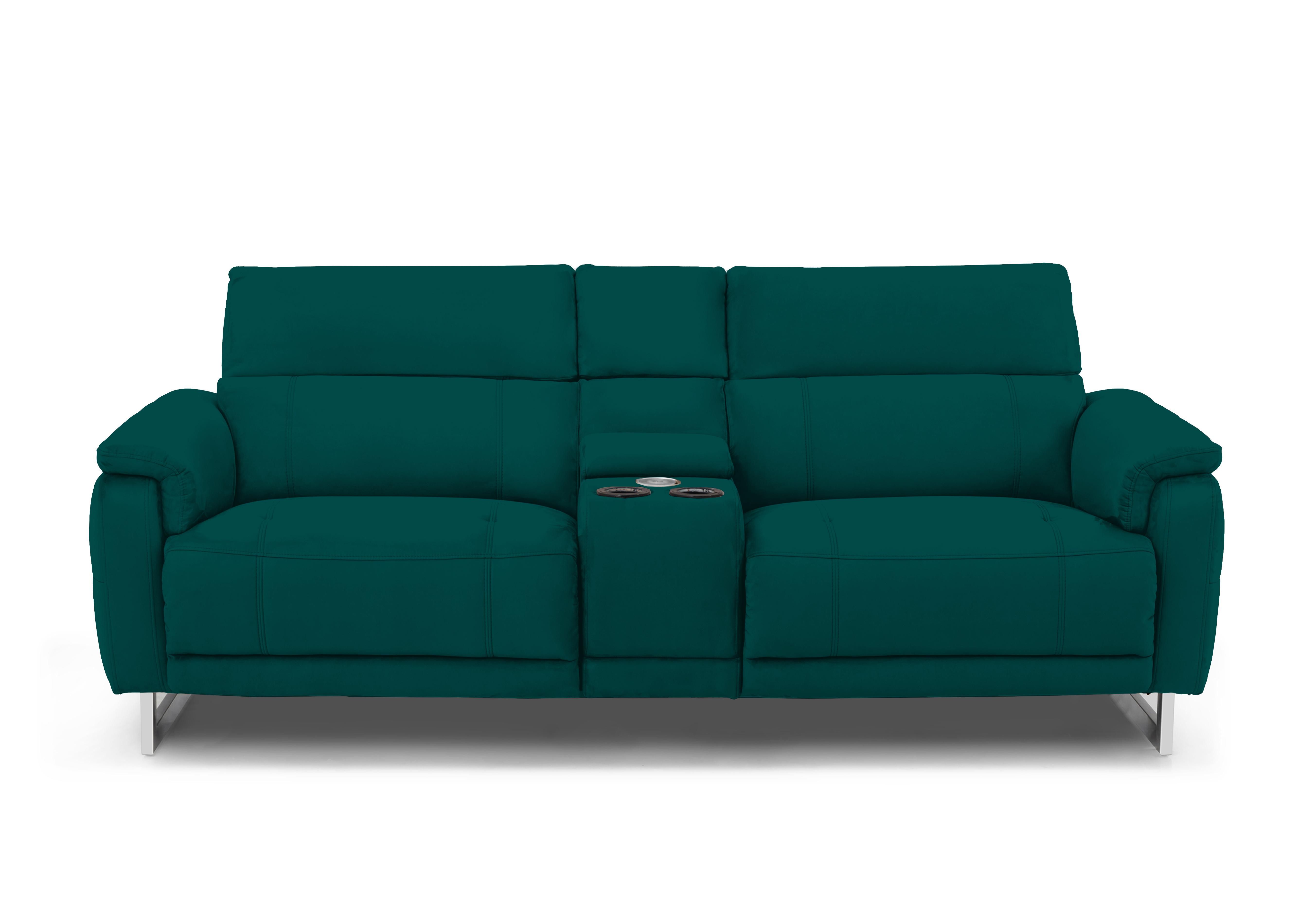 Moet 3 Seater Fabric Power Recliner Sofa with Telescopic Headrests and Smart Console in 51003 Opulence Teal on Furniture Village