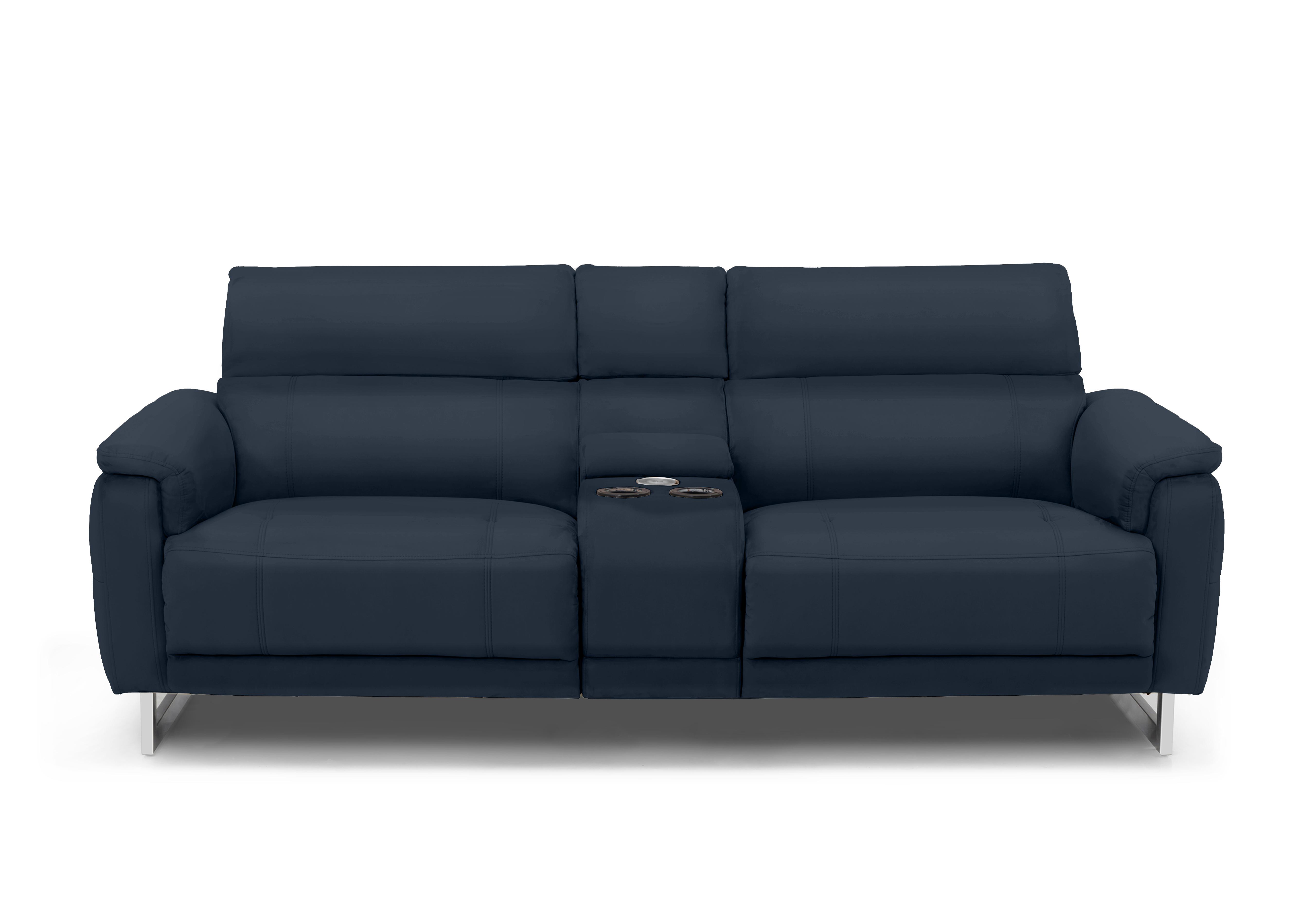 Moet 3 Seater Leather Power Recliner Sofa with Telescopic Headrests and Smart Console in Cat-40/09 Peacock on Furniture Village