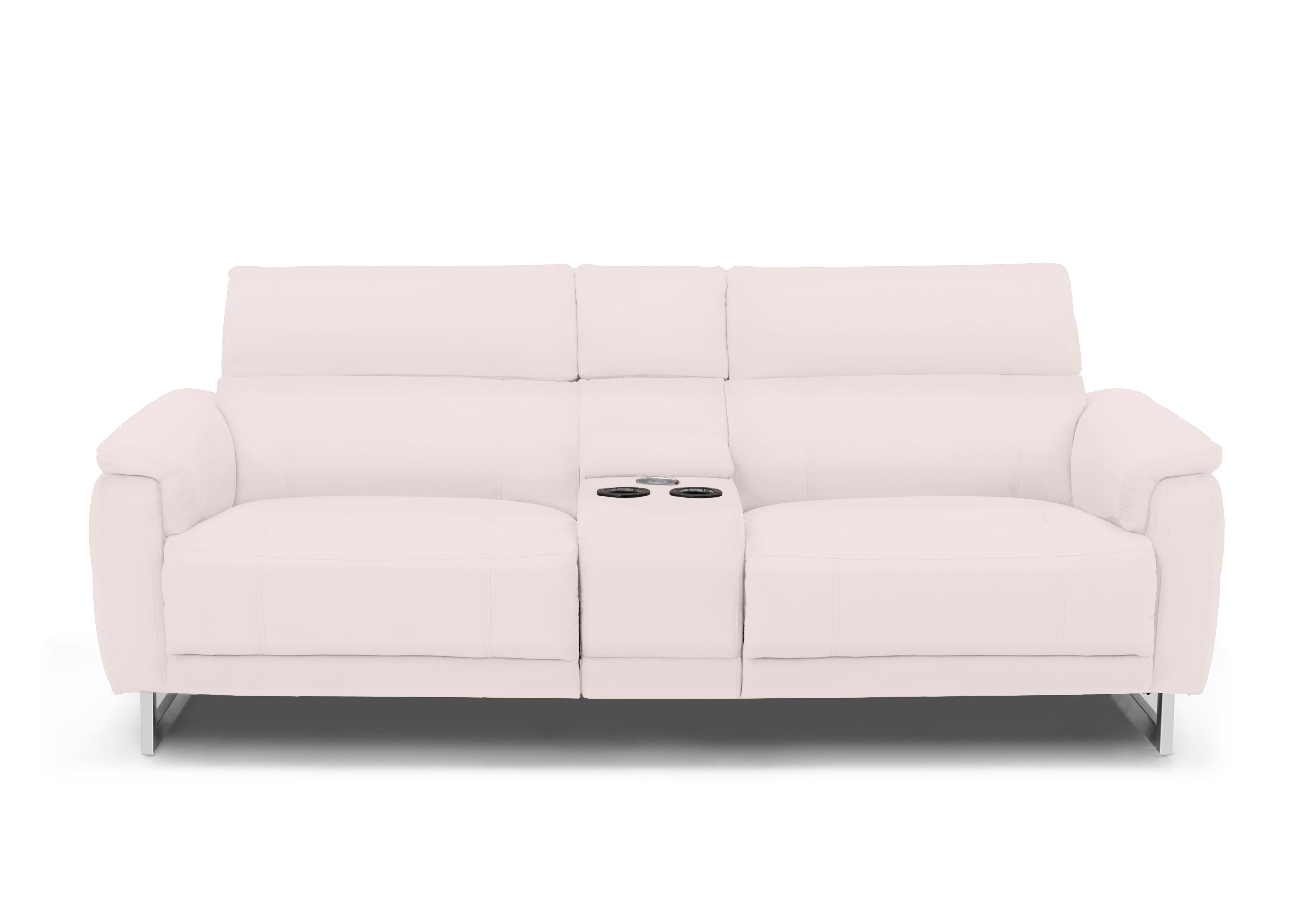 Moet 3 Seater Leather Power Recliner Sofa with Telescopic Headrests and Smart Console in Cat-40/13 Cotton on Furniture Village