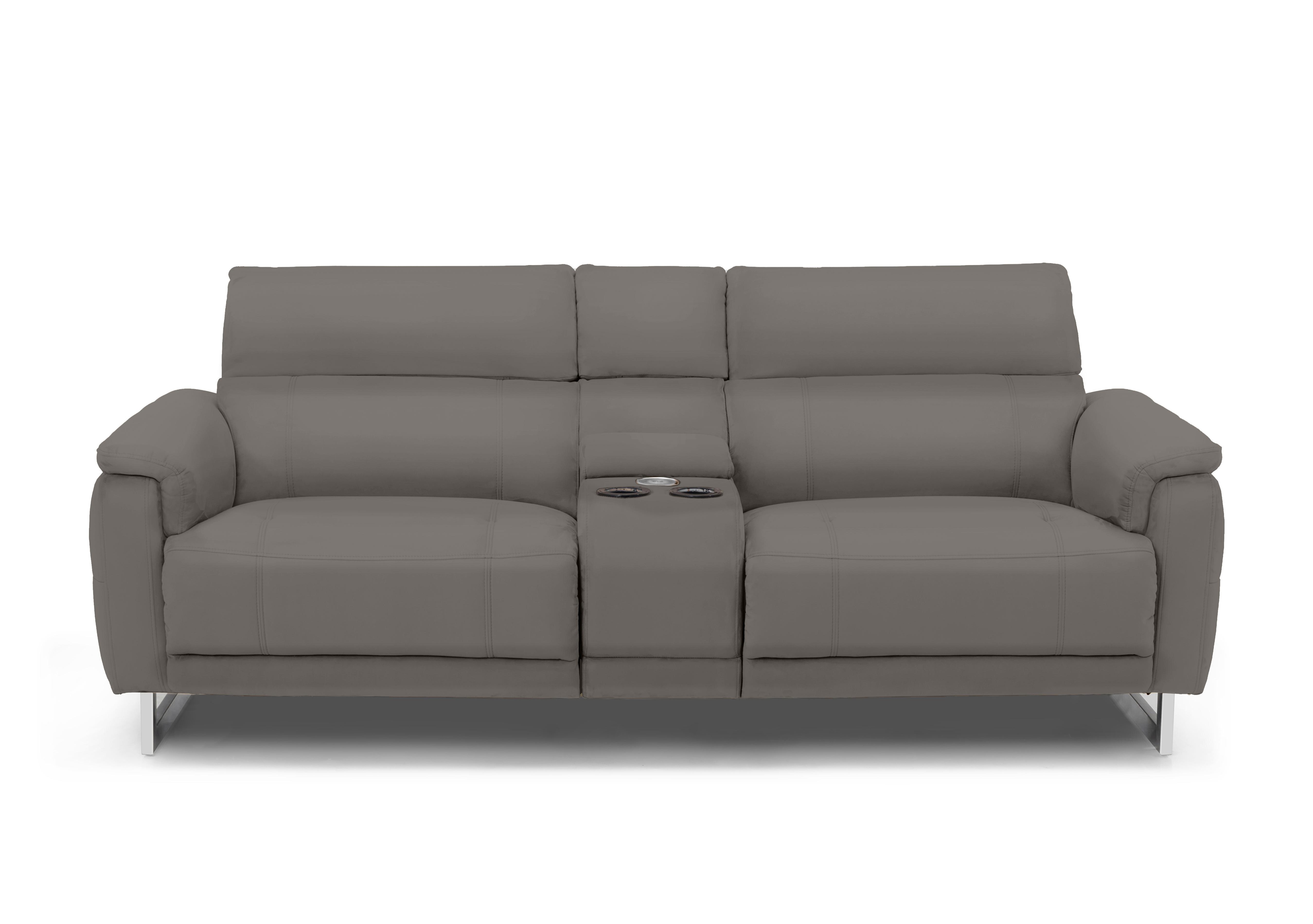 Moet 3 Seater Leather Power Recliner Sofa with Telescopic Headrests and Smart Console in Cat-40/15 Elephant on Furniture Village
