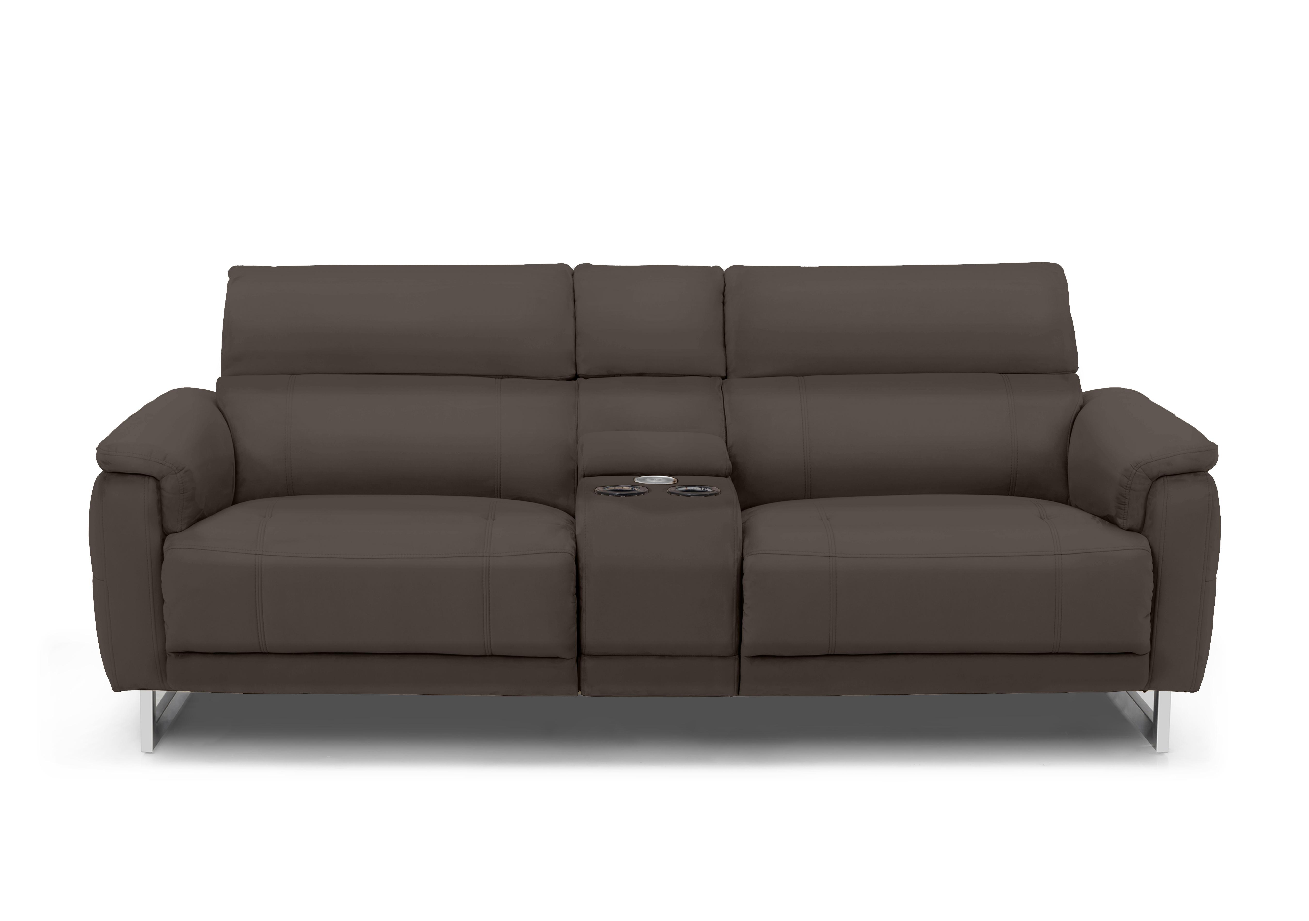 Moet 3 Seater Leather Power Recliner Sofa with Telescopic Headrests and Smart Console in Cat-60/21 Storm on Furniture Village