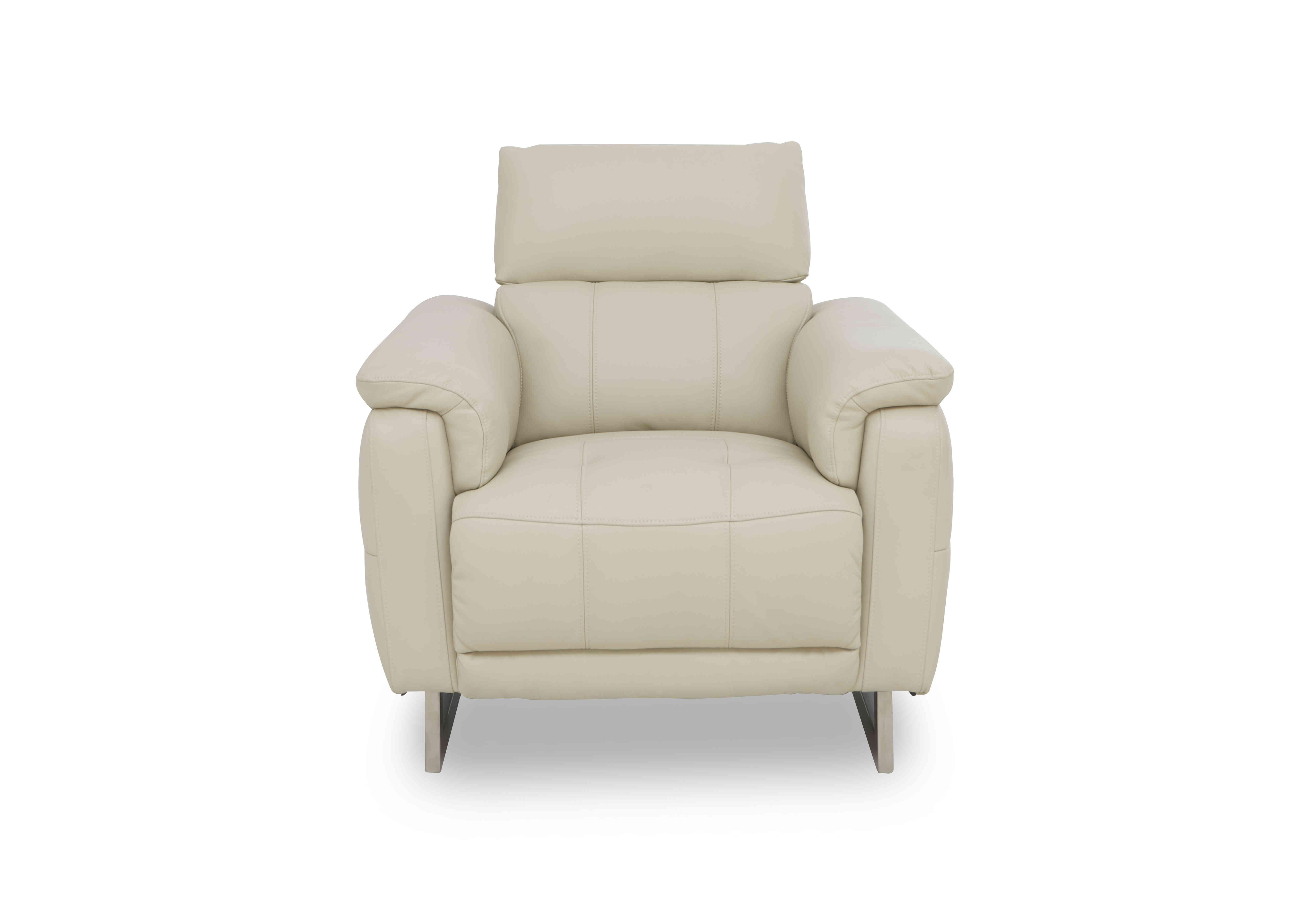 Moet Leather Power Recliner Chair with Telescopic Headrest in Cat-60/05 Bone China on Furniture Village