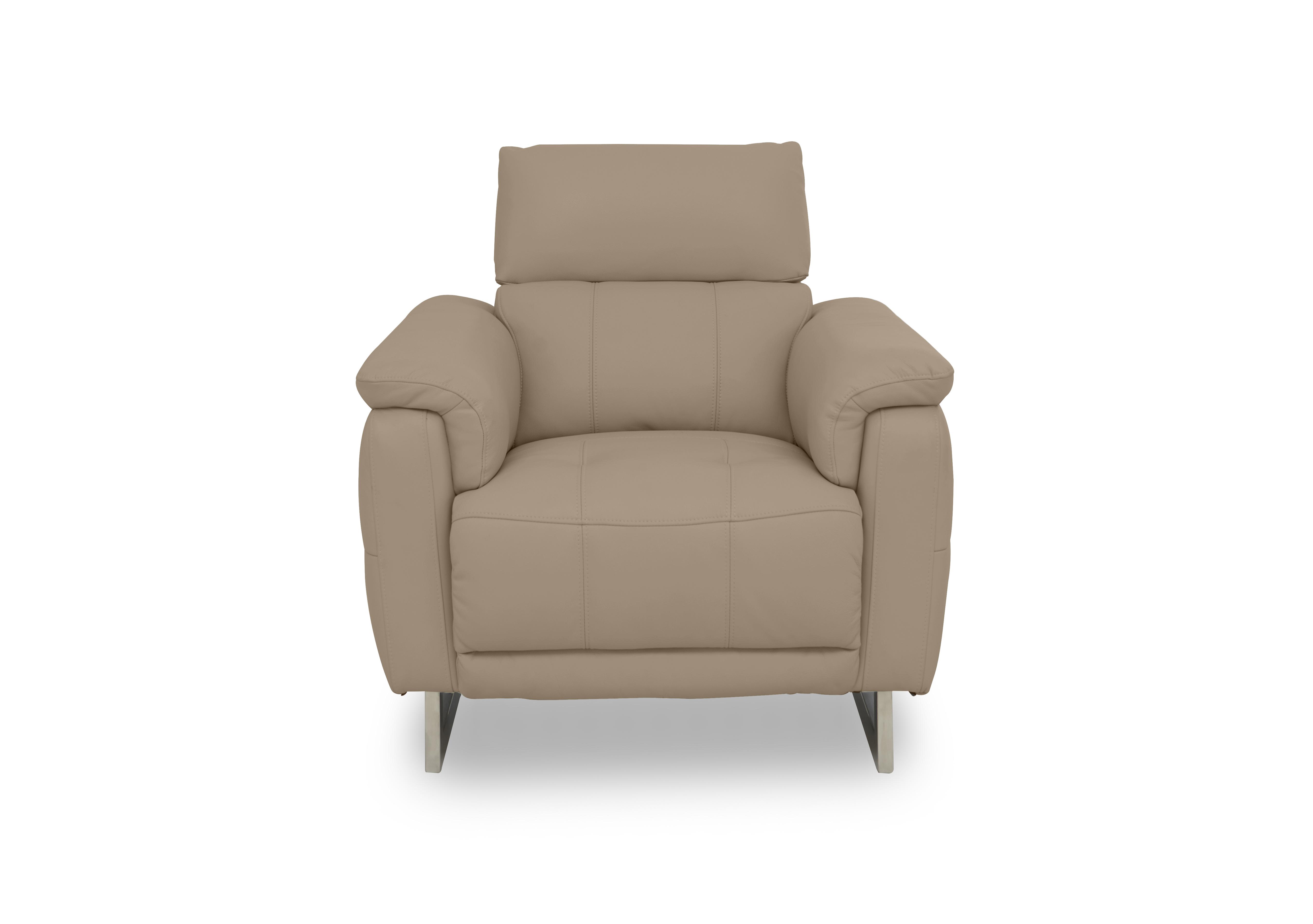 Moet Leather Power Recliner Chair with Telescopic Headrest in Cat-60/06 Barley on Furniture Village