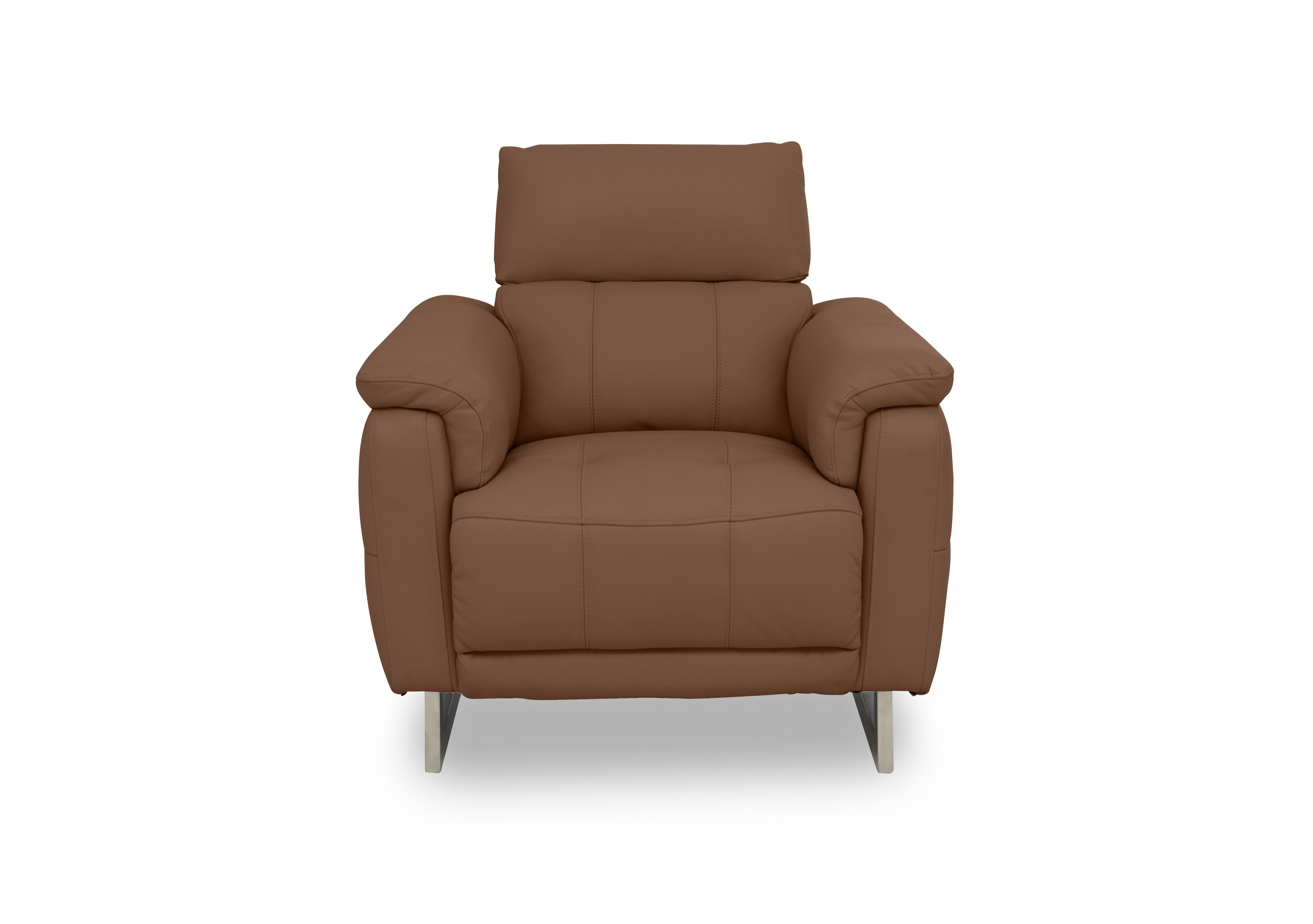 Moet Leather Power Recliner Chair with Telescopic Headrest in Cat-60/07 Butterscotch on Furniture Village