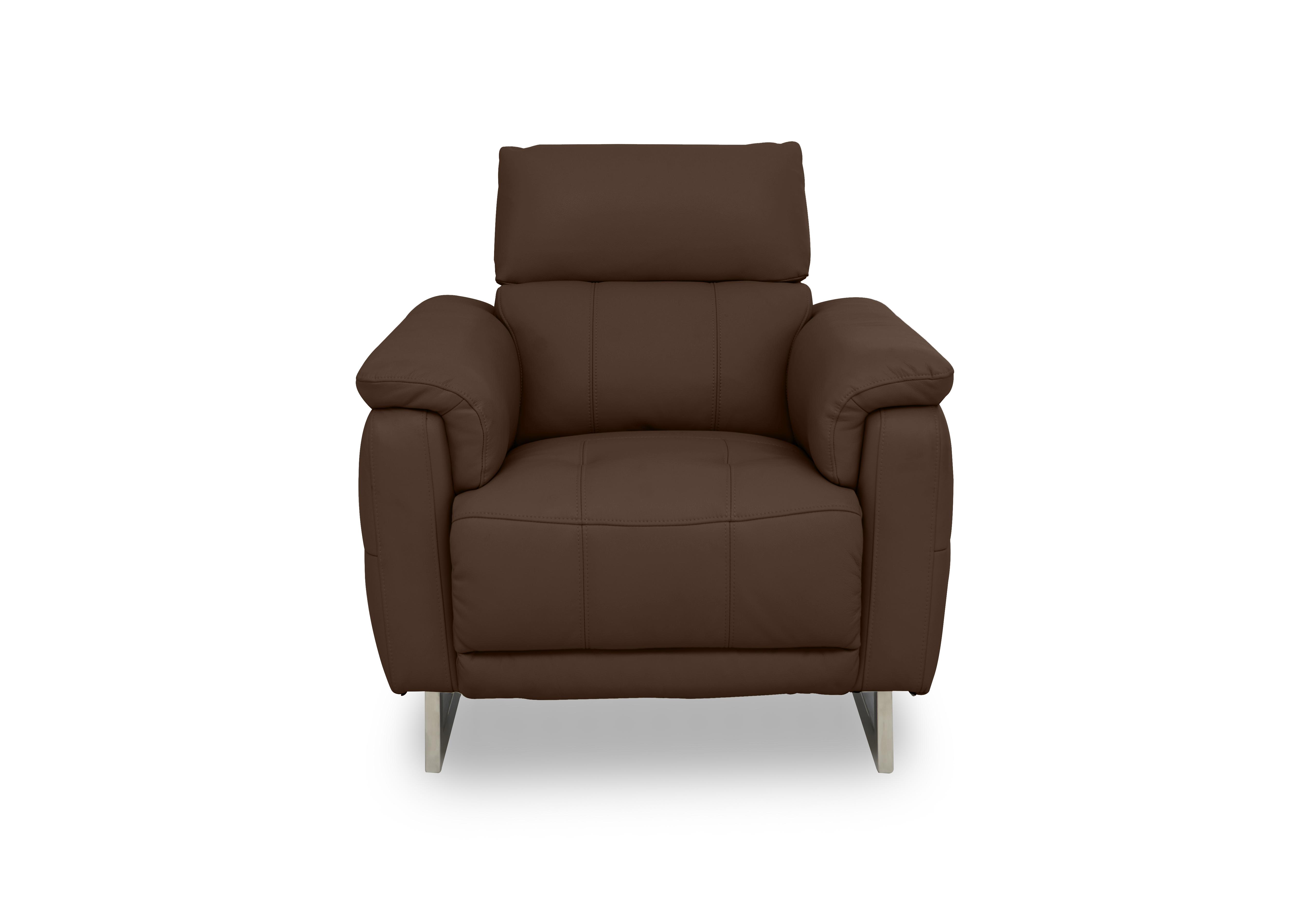 Moet Leather Power Recliner Chair with Telescopic Headrest in Cat-60/08 Chocolate on Furniture Village