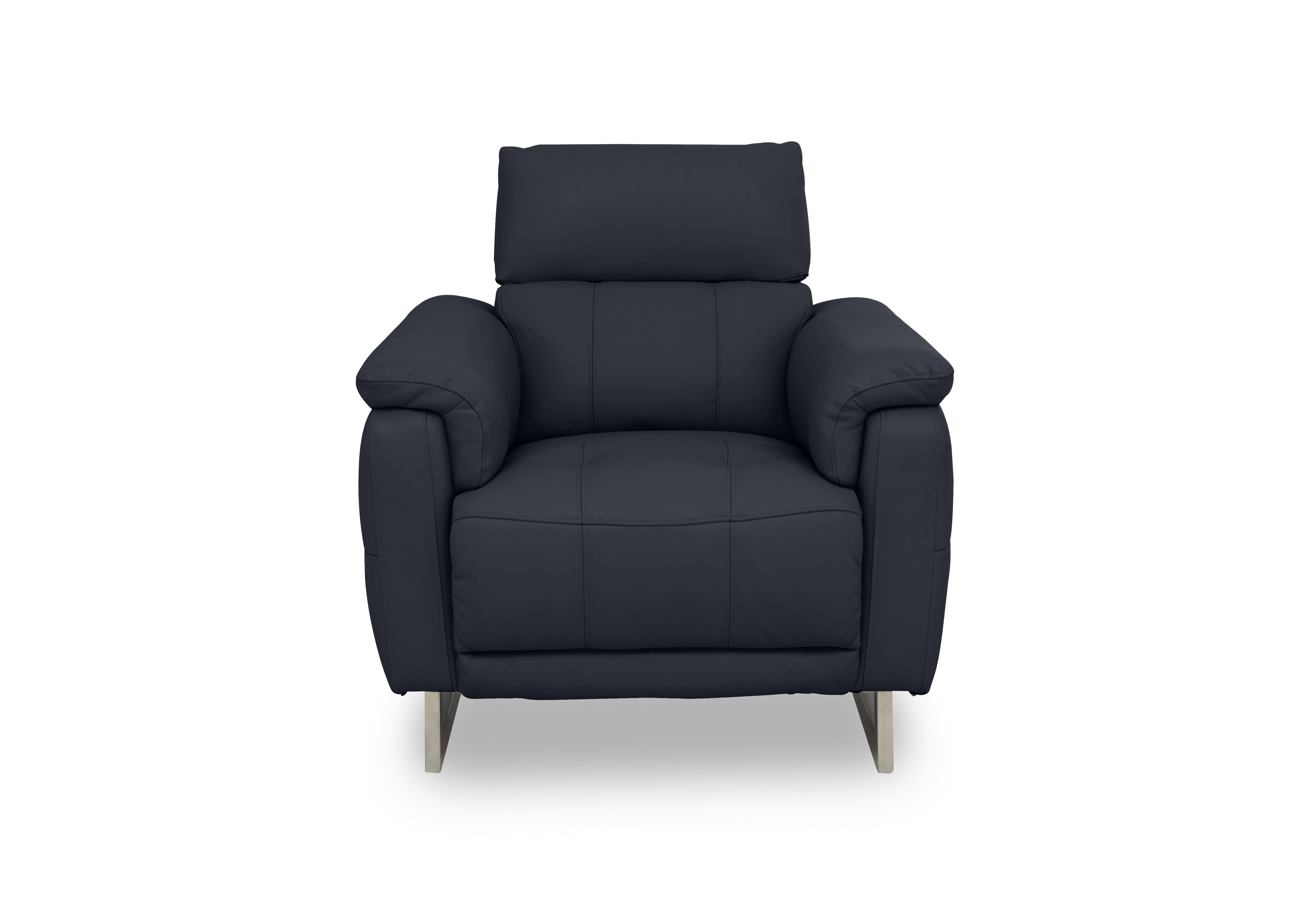 Moet Leather Power Recliner Chair with Telescopic Headrest in Cat-60/24 Navy on Furniture Village