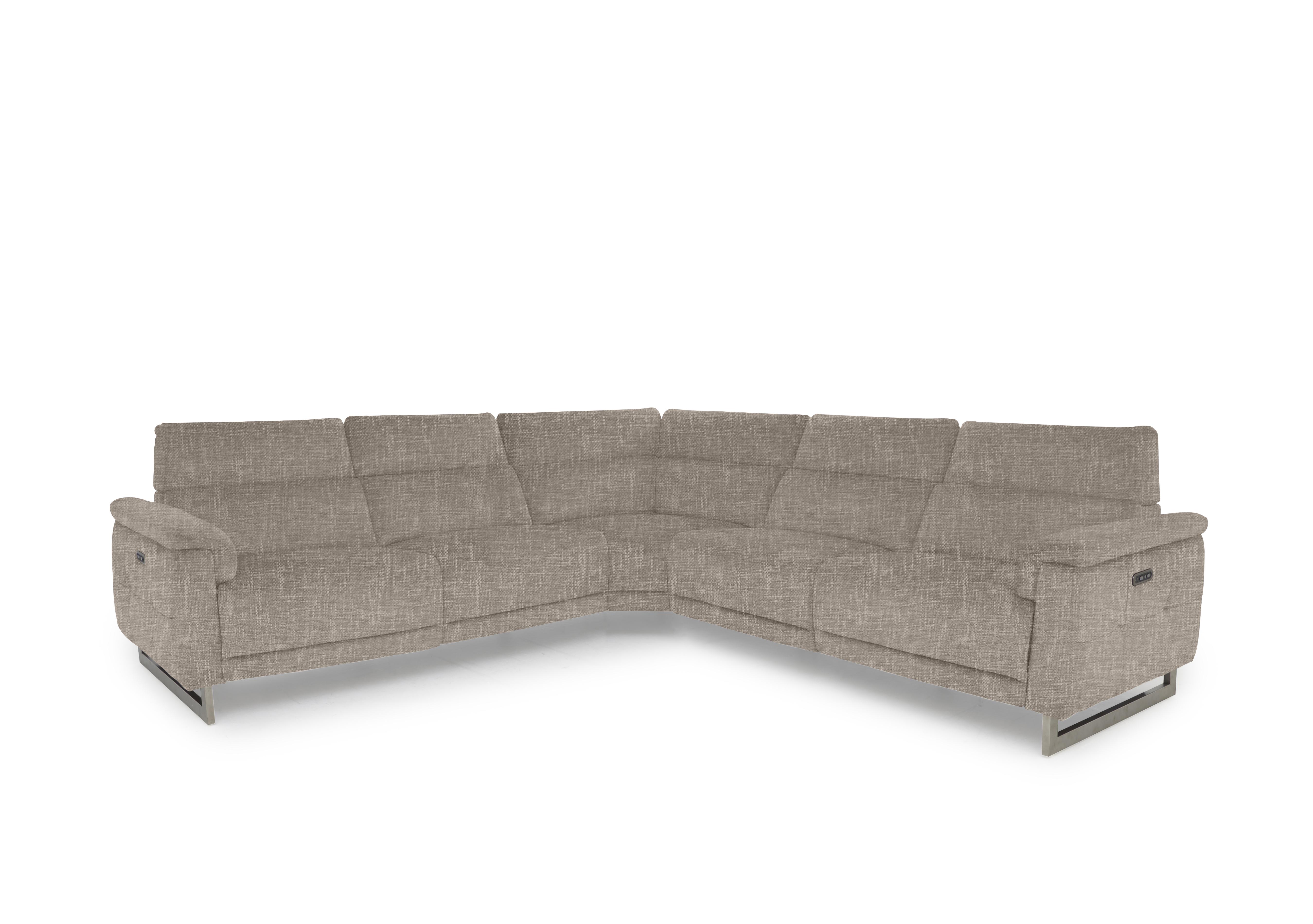 Moet Large Fabric Power Recliner Corner Sofa with Telescopic Headrests in 14445 Anivia Khaki on Furniture Village