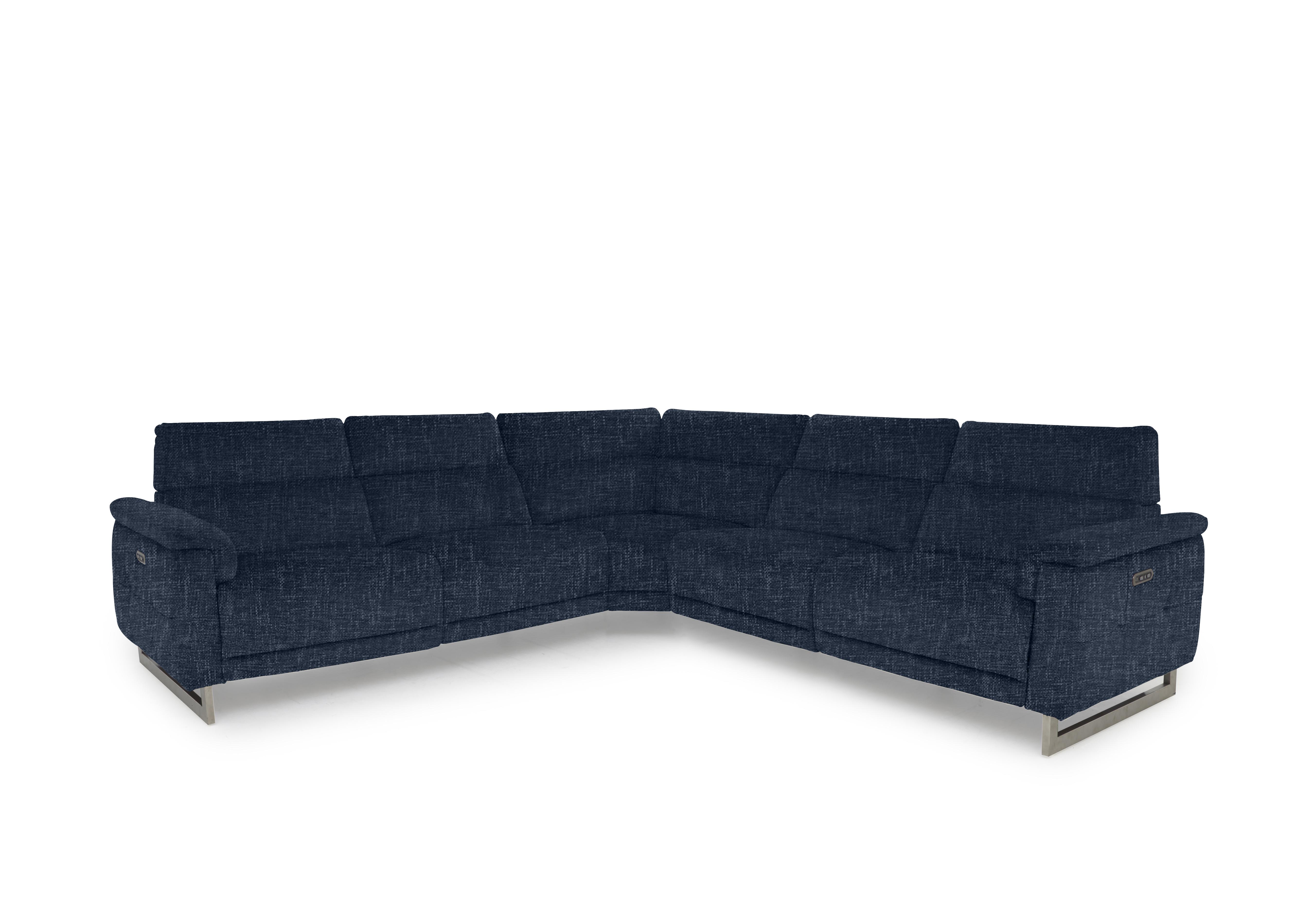 Moet Large Fabric Power Recliner Corner Sofa with Telescopic Headrests in 15045 Anivia Blue on Furniture Village