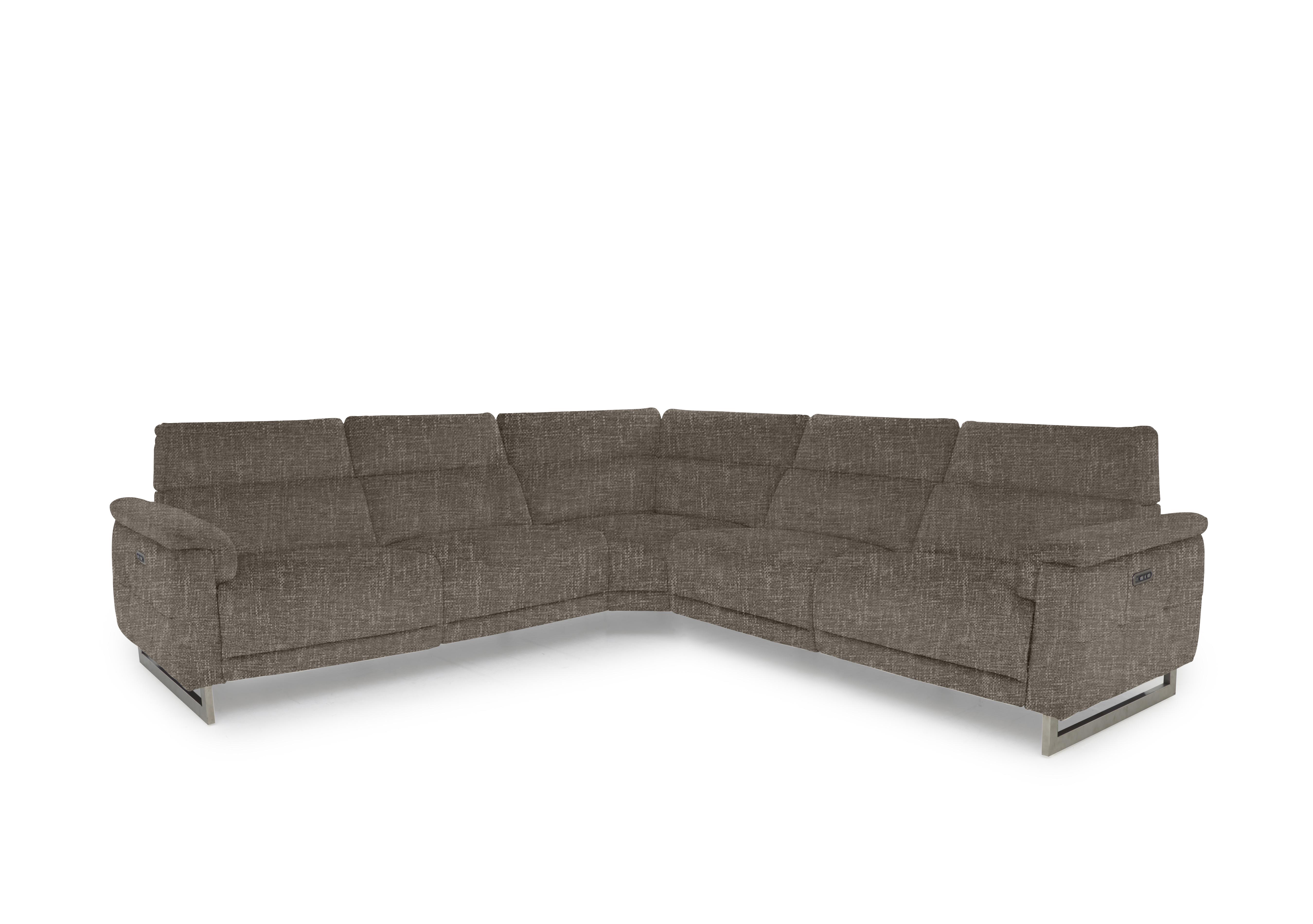 Moet Large Fabric Power Recliner Corner Sofa with Telescopic Headrests in 15445 Anivia Brown on Furniture Village
