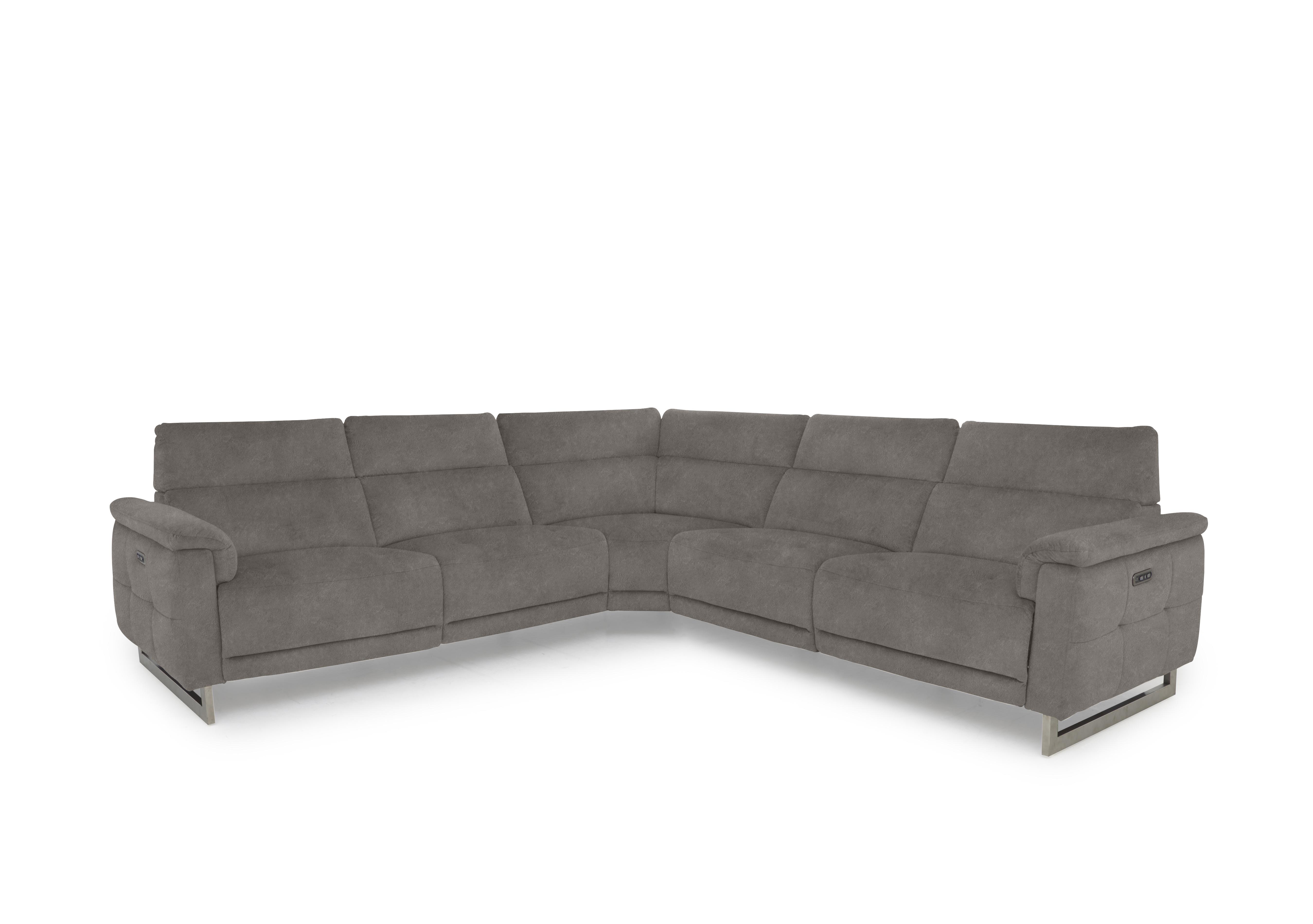 Moet Large Fabric Power Recliner Corner Sofa with Telescopic Headrests in 43504 Dexter Mocha on Furniture Village