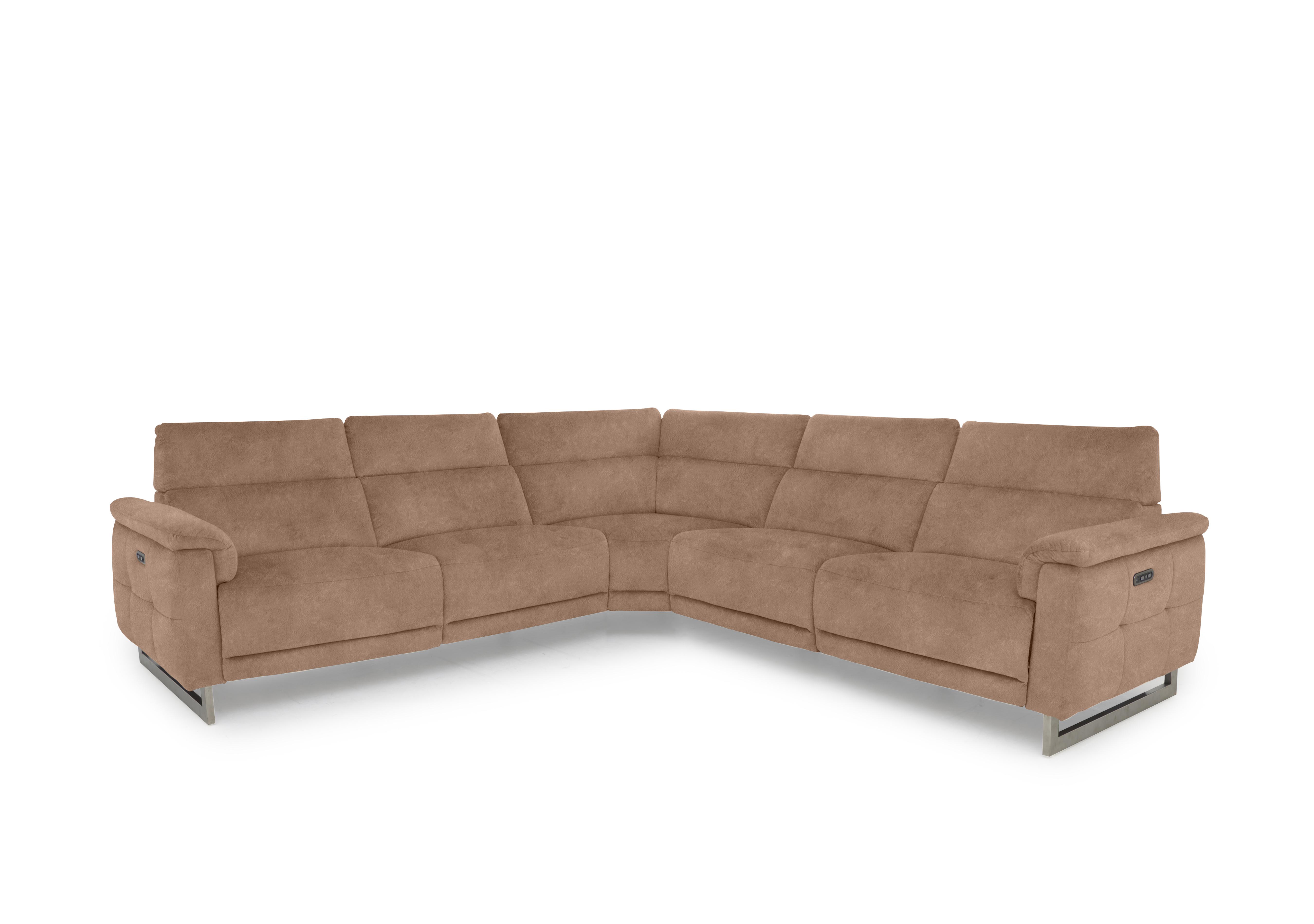 Moet Large Fabric Power Recliner Corner Sofa with Telescopic Headrests in 43507 Dexter Sand on Furniture Village