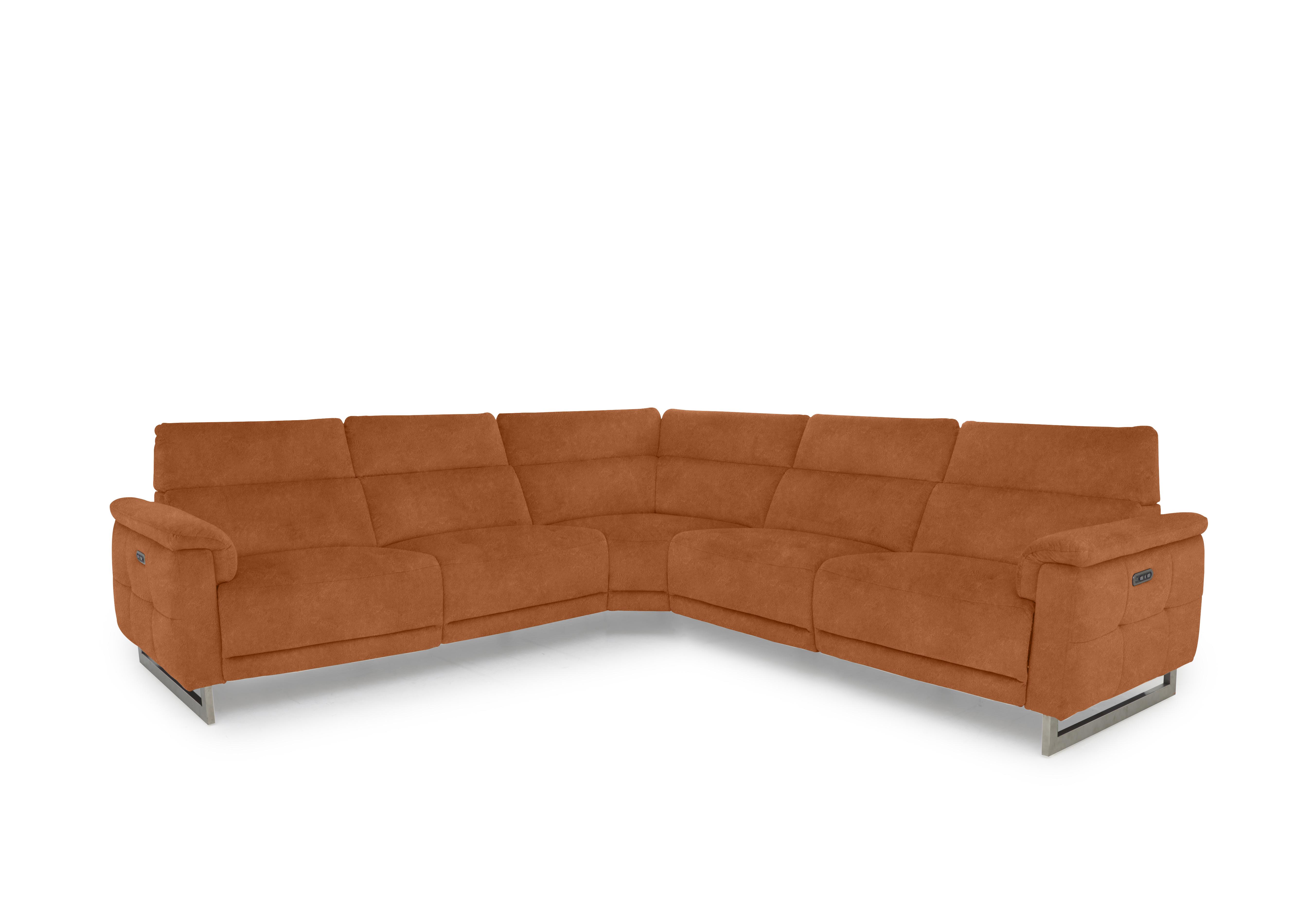 Moet Large Fabric Power Recliner Corner Sofa with Telescopic Headrests in 43509 Dexter Pumpkin on Furniture Village